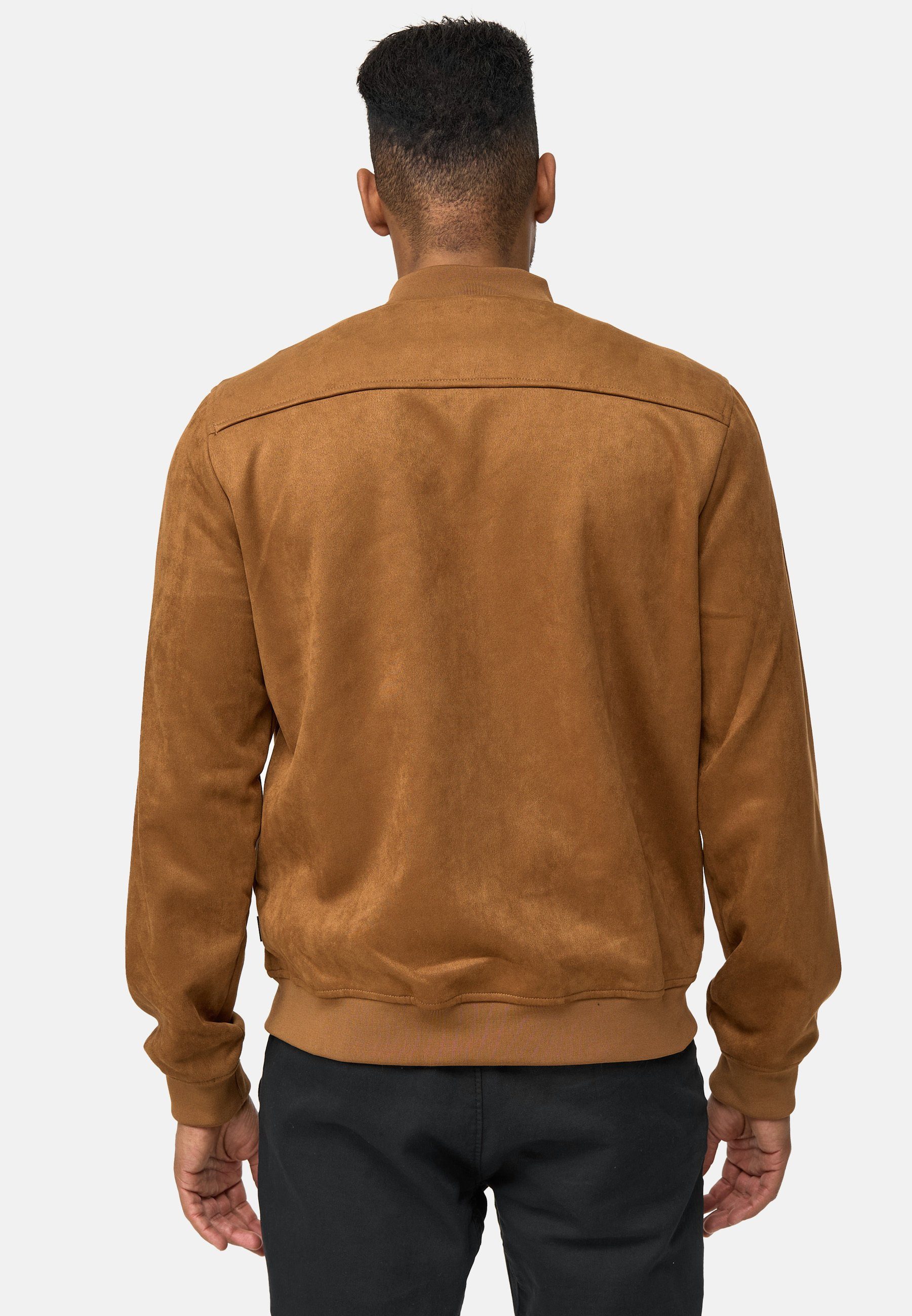 Indicode Lederimitatjacke Herren Ibon Übergangsjacke Herrenjacke Kunstlederjacke mit Stehkragen