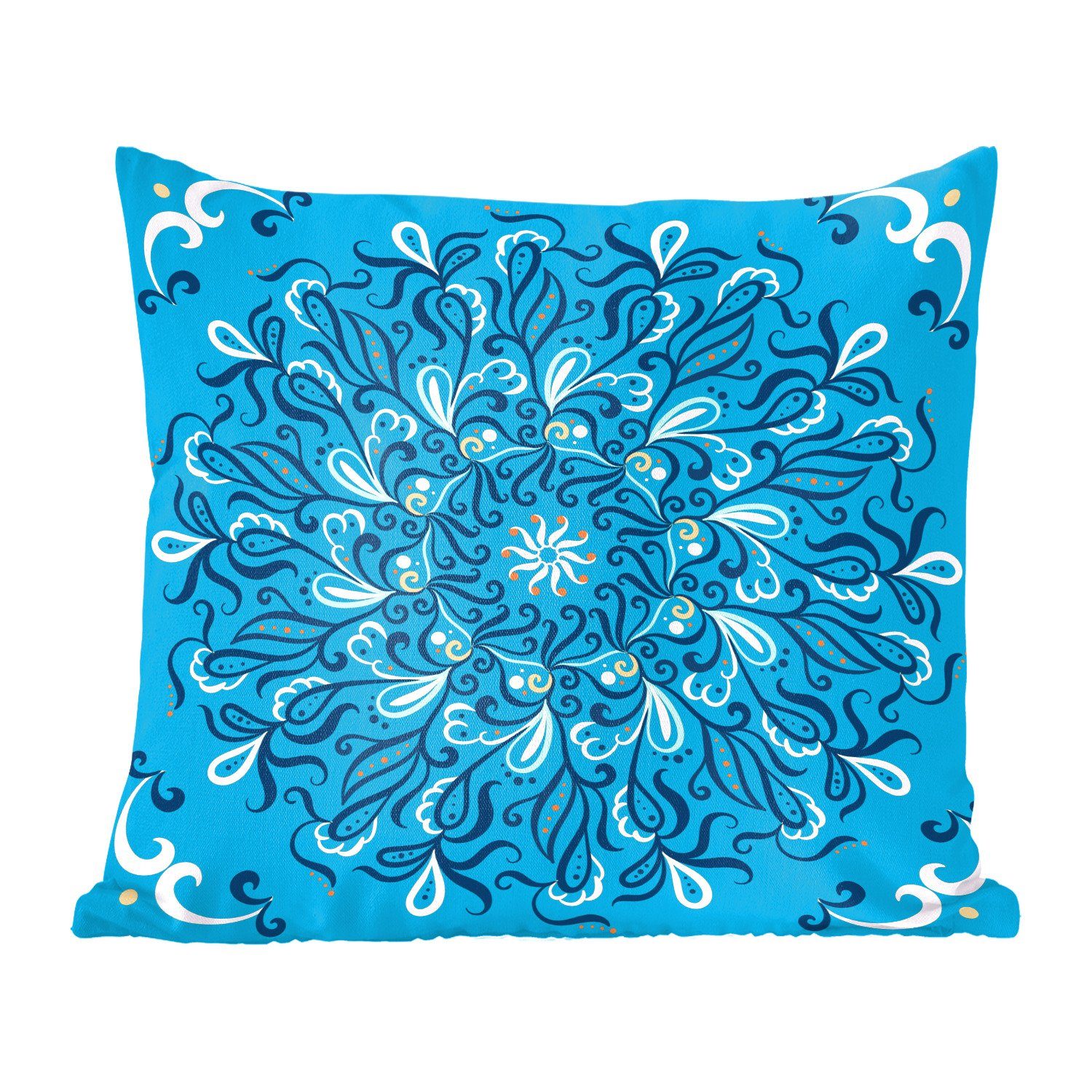 MuchoWow Dekokissen Mandala - Blau - Muster, Zierkissen mit Füllung für Wohzimmer, Schlafzimmer, Deko, Sofakissen