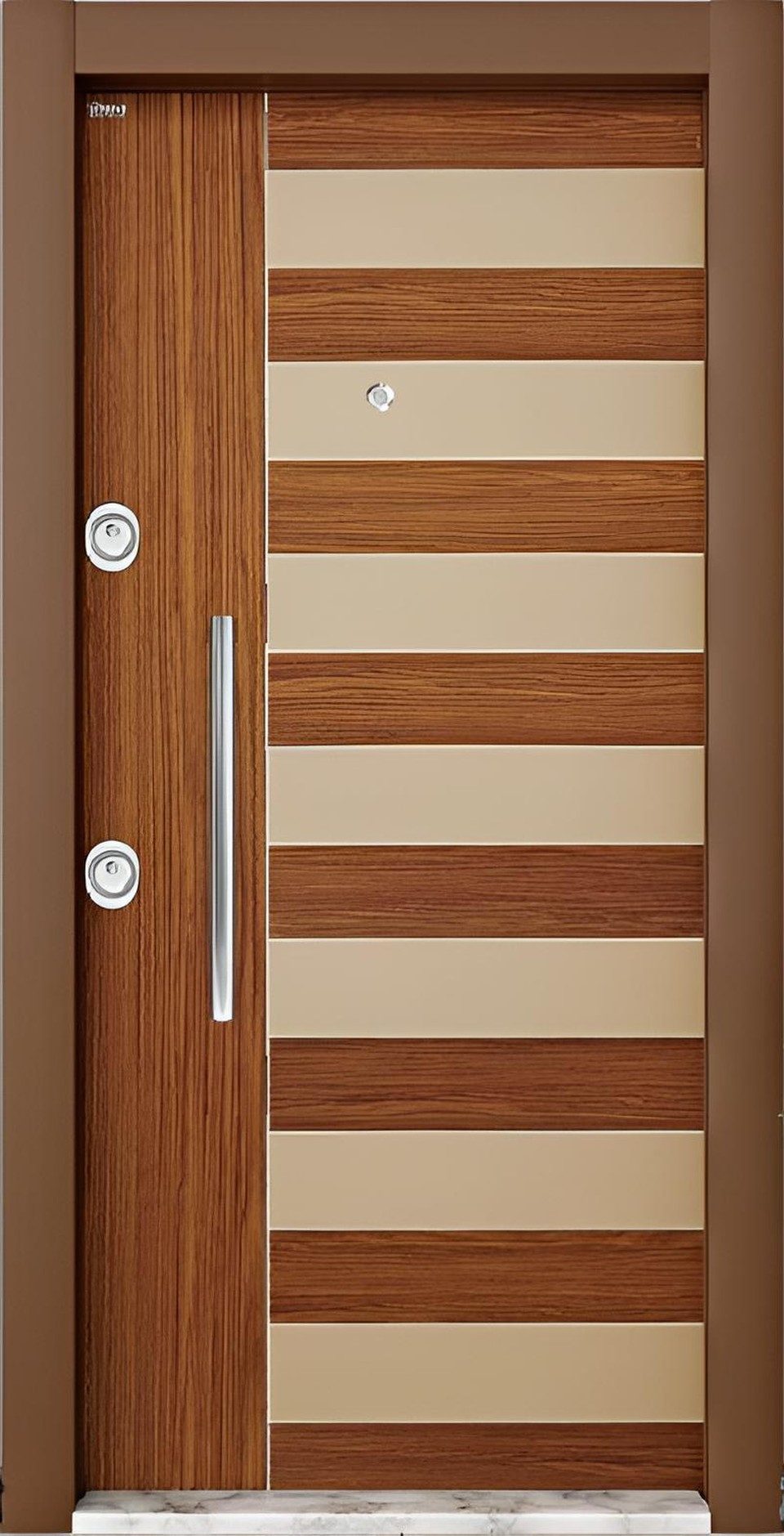 Xlmoebel Haustür Braune Designer Streifentür Robuste Hotentüren Türen, Made in Europa