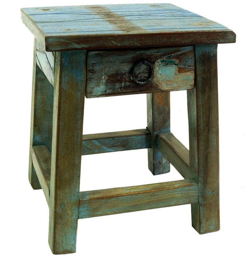 Guru-Shop Stuhl Vintage Hocker mit kleinem Schubfach - Modell 3