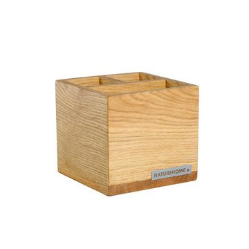 NATUREHOME Aufbewahrungsbox Stiftebox Pinselbox Stiftehalter CLASSIC 11 x 11 x 10 cm Holz, Holz, Handarbeit, Einzelstück
