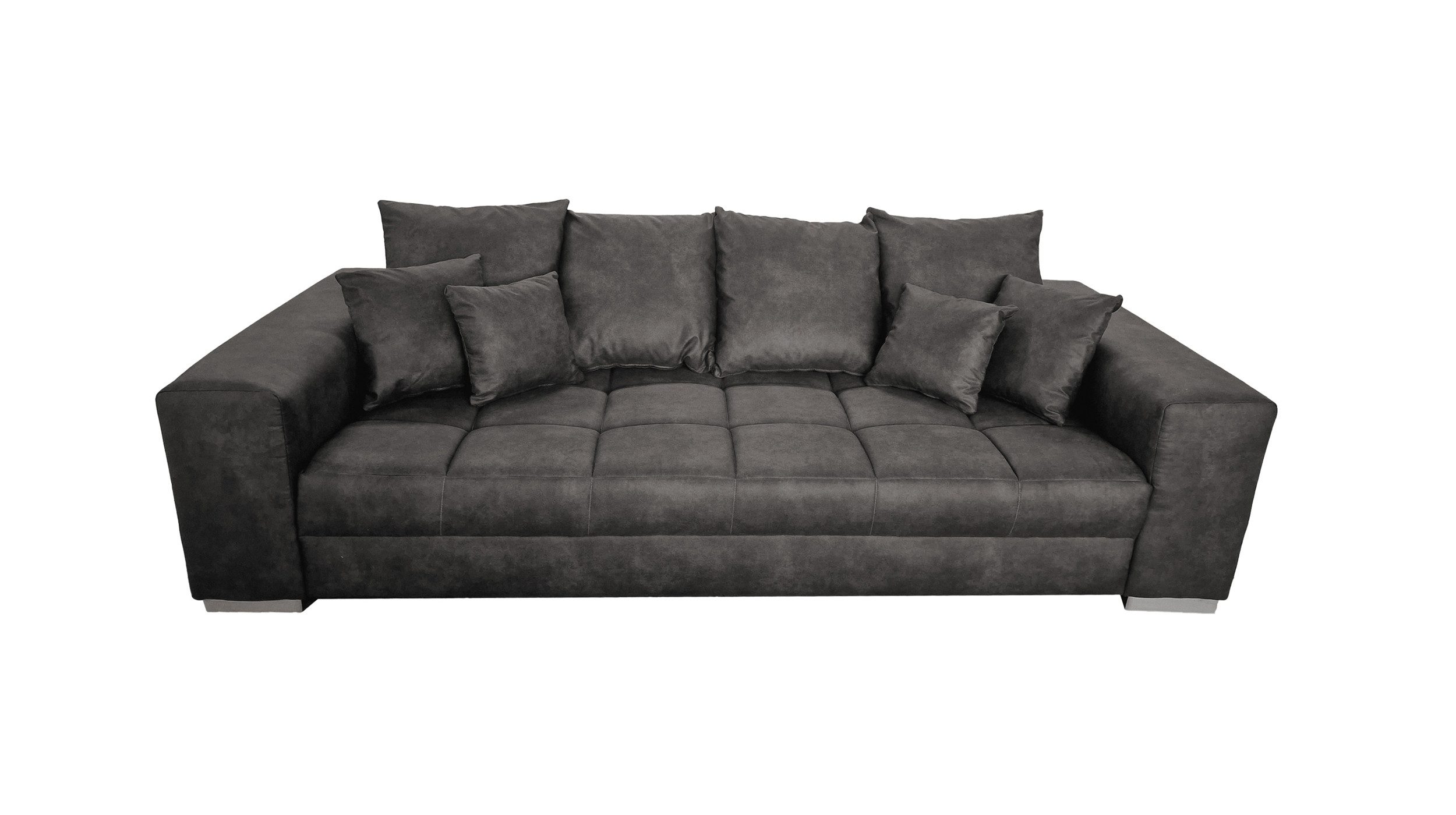 Massivart® Big-Sofa Big-Sofa Vintage Stoff grau 254 cm / Nosagfederung / 4- günstig online kaufen