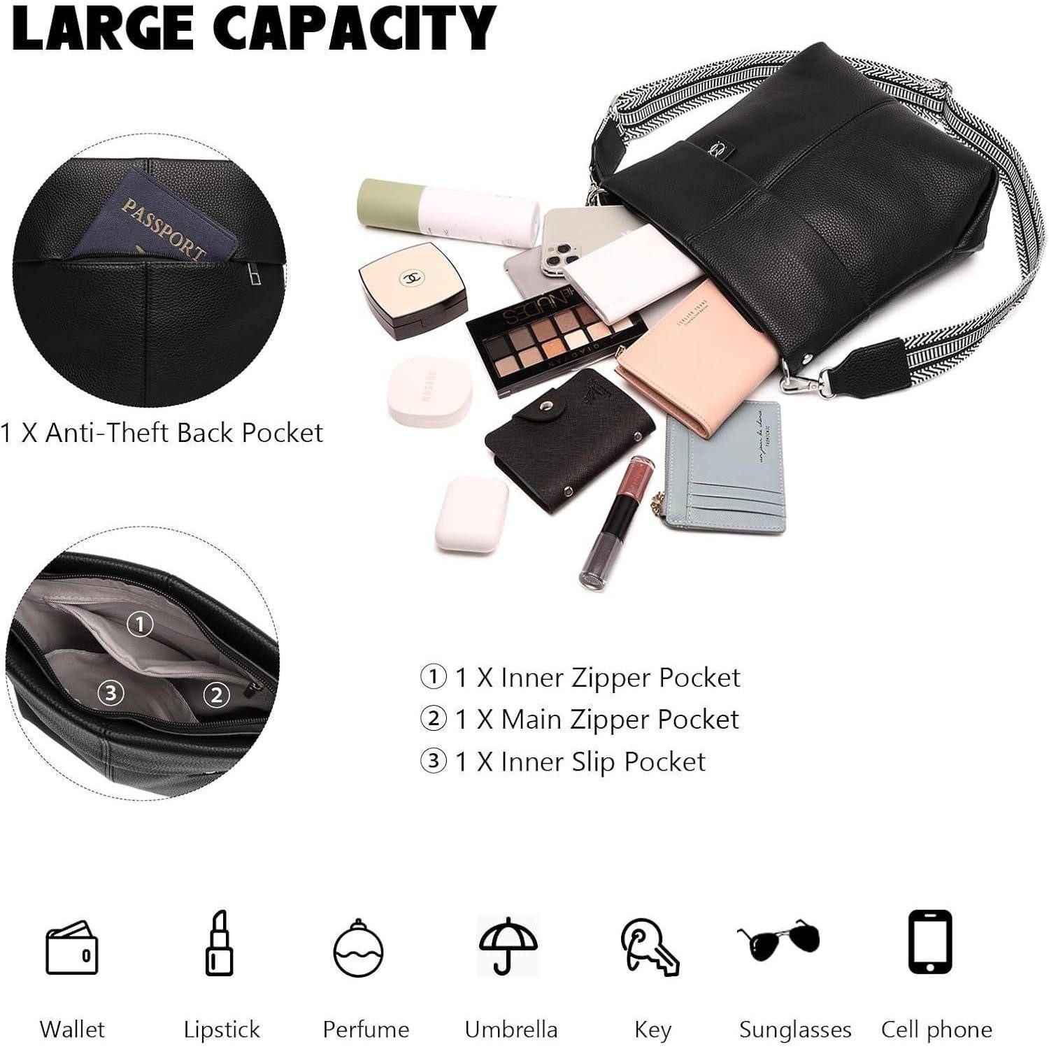 LuxusKollektion Umhängetasche Umhängetasche Damen Mittelgroß Crossbody PU Leder mit 2 Gurten