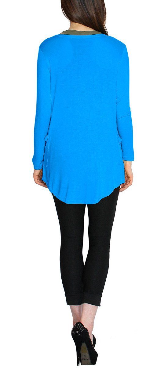 Damen CA001-Azurblau Langarm Dünn Einfarbig dy_mode in Cardigan Strickjacke Offen Sommer getragen wird Offene Unifarbe, Cardigan