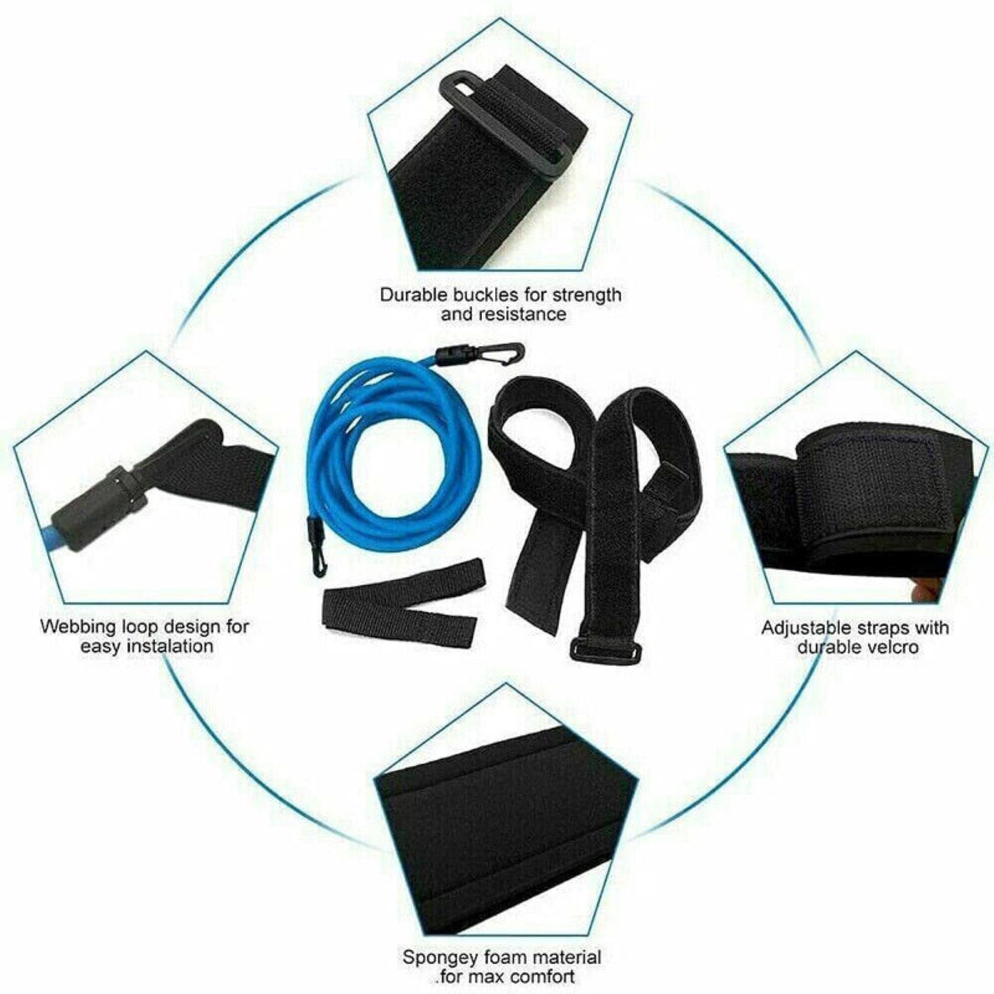 Wonsoso Schwimmgürtel Pool Schwimmwiderstand Gürtel: Einstellbares Zugseil (Schwimmgurt-Set, 1x 4m Schwimmgurt), Wasserfestes, strapazierfähiges Material