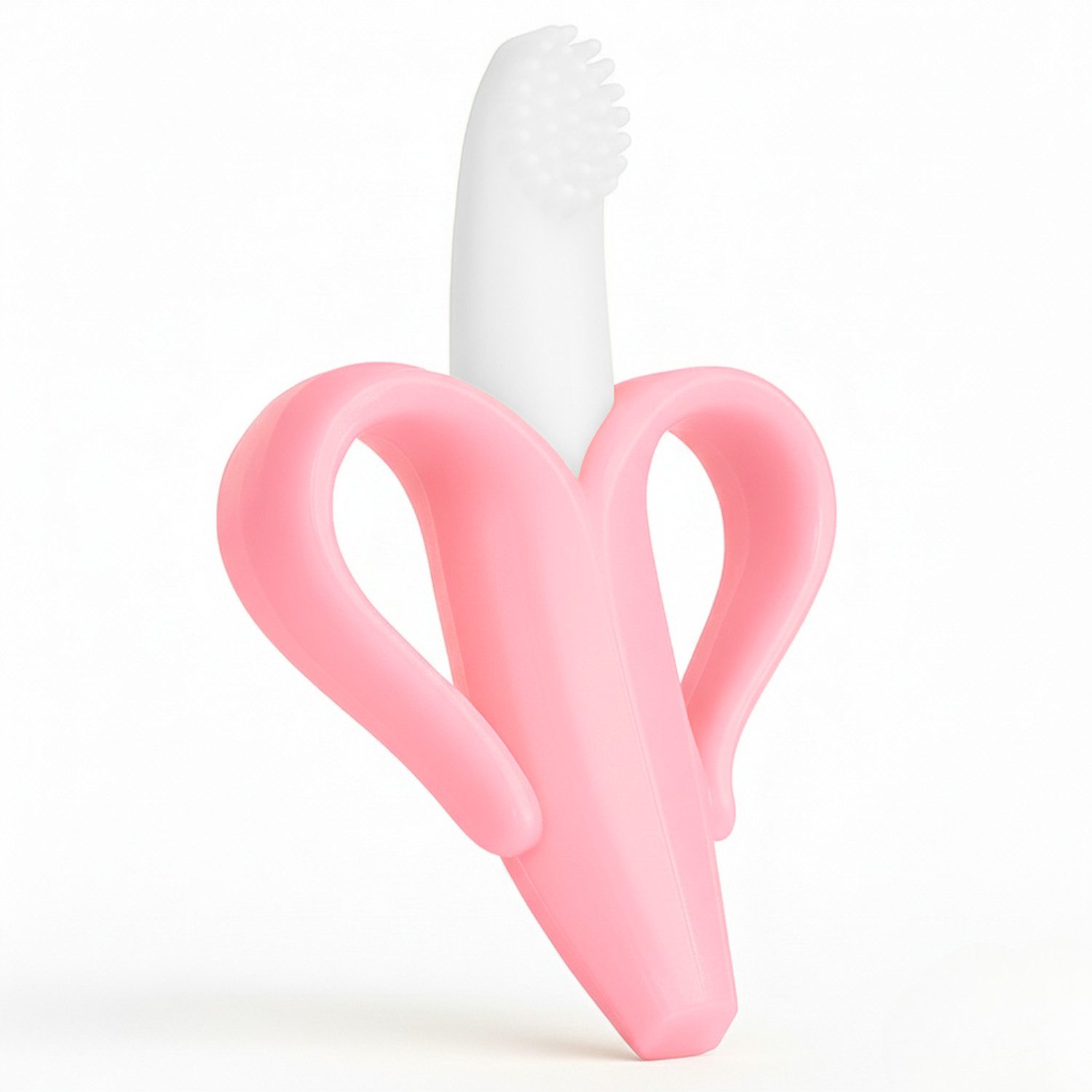 BabyHerz Beißring Baby Beißring Banane 2 in 1, Zahnungshilfe & Zahnbürste für Babys, Spielerisch zahnen – bunte Banane, 100 % BPA-frei & babyfreundlich