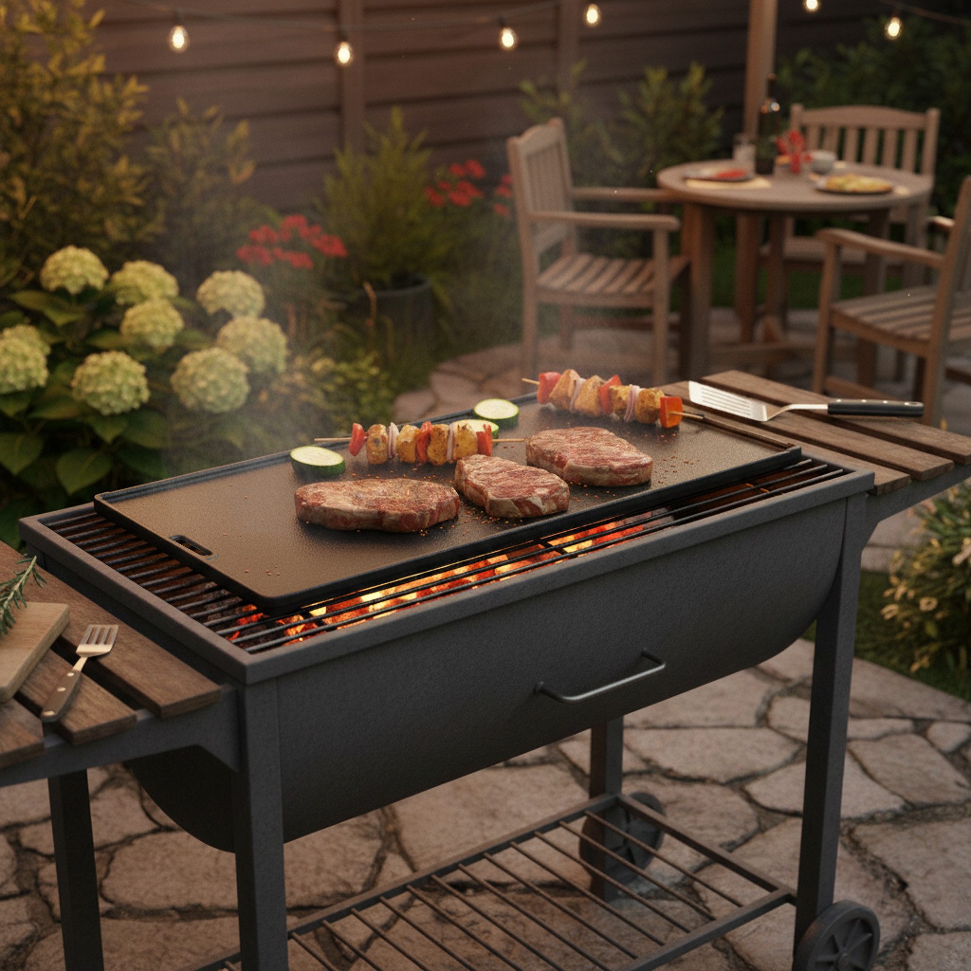 BBQ-Toro Grillplatte Gusseisen Grillplatte 45 x 19,5 cm, Grillzubehör, Grillpfanne