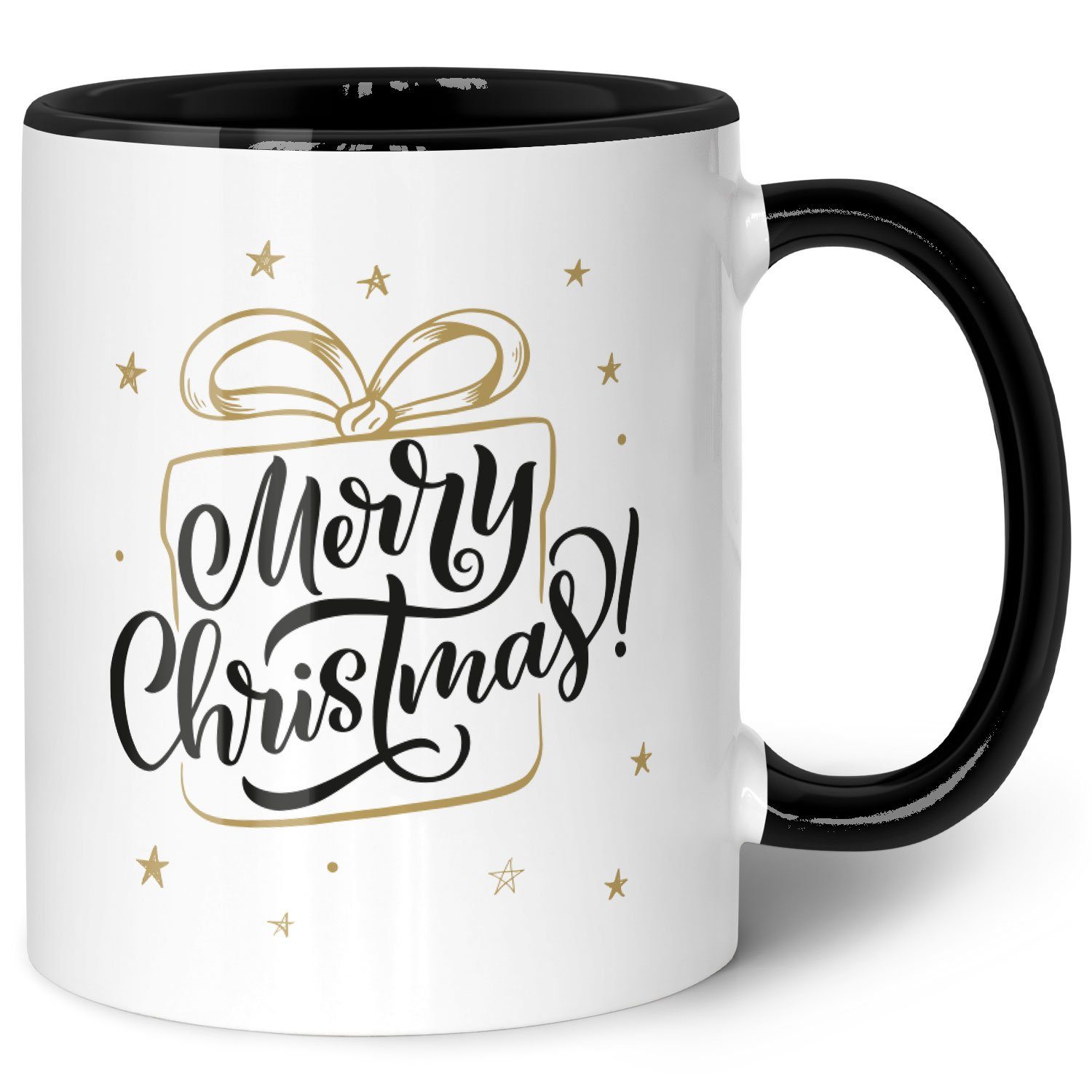GRAVURZEILE Tasse für Christmas Merry Weihnachtsmotiv und Weihnachten, Spülmaschinenfest - Schwarz Weiß zu Geschenke & - Geschenk Frauen mit Männer 