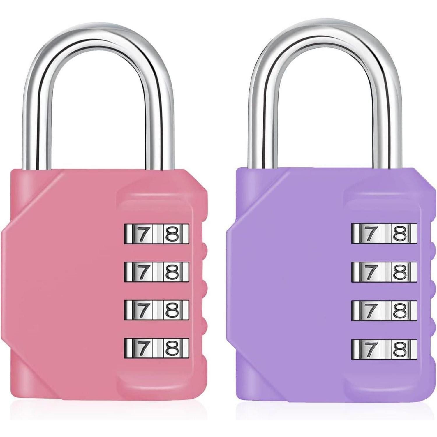 LuxusKollektion Zahlenbügelschloss Vorhängeschloss Zahlencode 4 Stellig 2P 2 Stücke Rosa und Violett