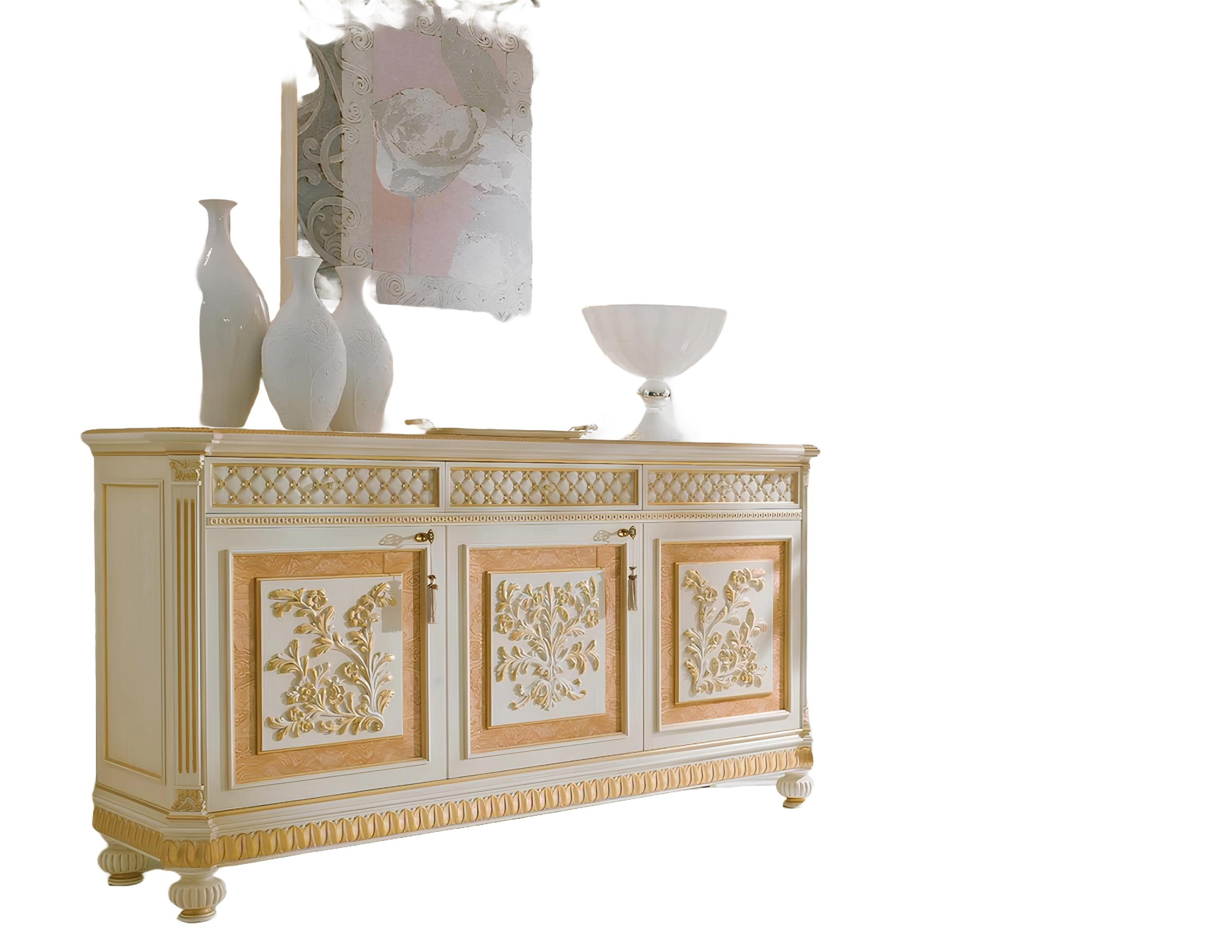 Xlmoebel Sideboard Luxuriöses Barock Sideboard aus Holz in Beige mit edlen Verzierungen (Sideboard), Hergestellt in Europa