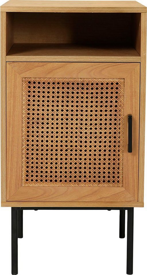my home Nachtkommode »Ailis«, Türe mit Einsatz aus Rattangeflecht