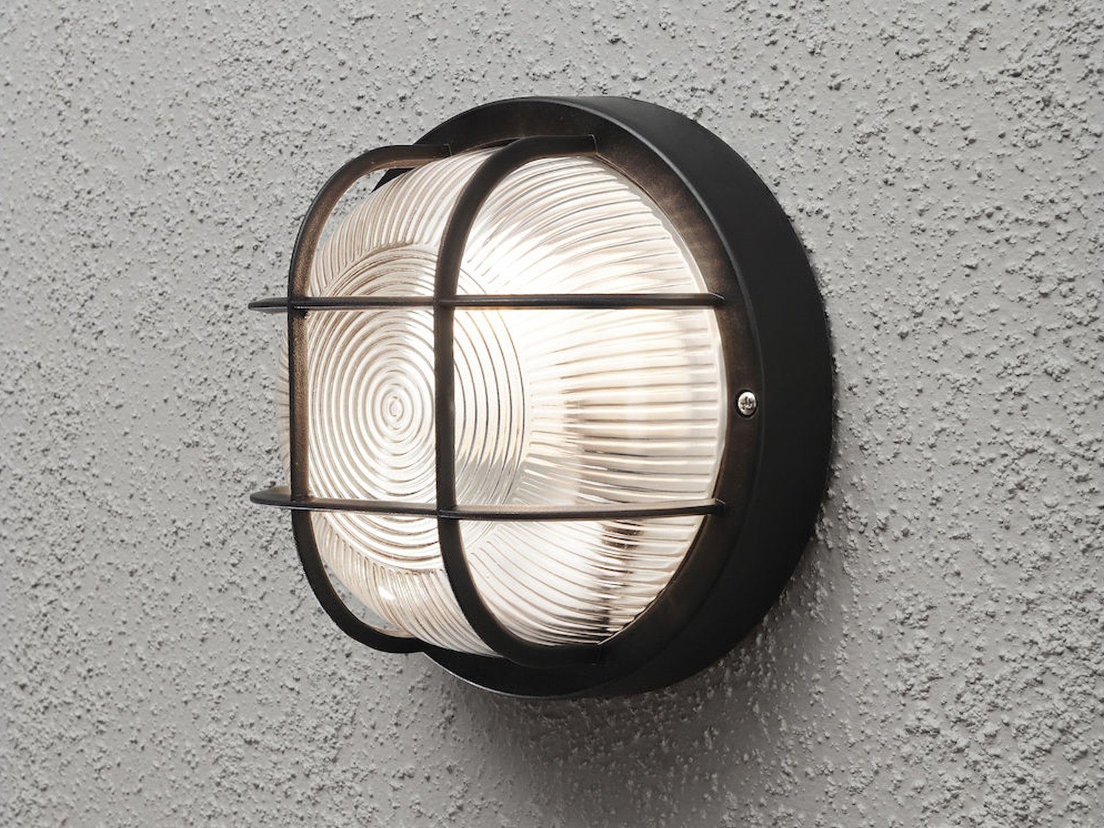 wechselbar, LED LED IP44, Haus-wand meineWunschleuchte Warmweiß, Außen-Wandleuchte, - Ø18,5cm Fassadenbeleuchtung Schwarz Kellerleuchte