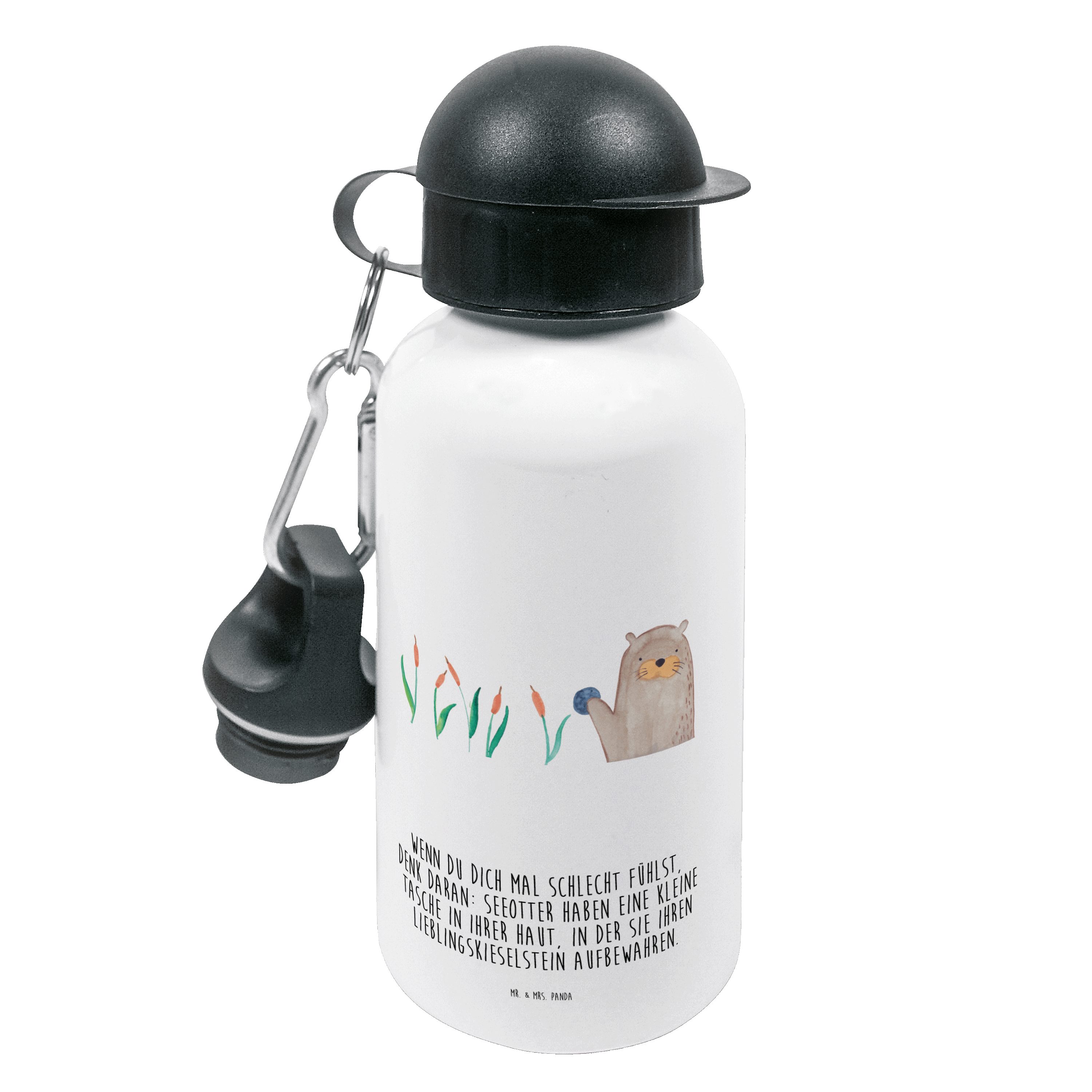 Mr. & Mrs. Panda Trinkflasche Otter mit Stein - Weiß - Geschenk, Mädchen, munter, Kinderflasche, Fi