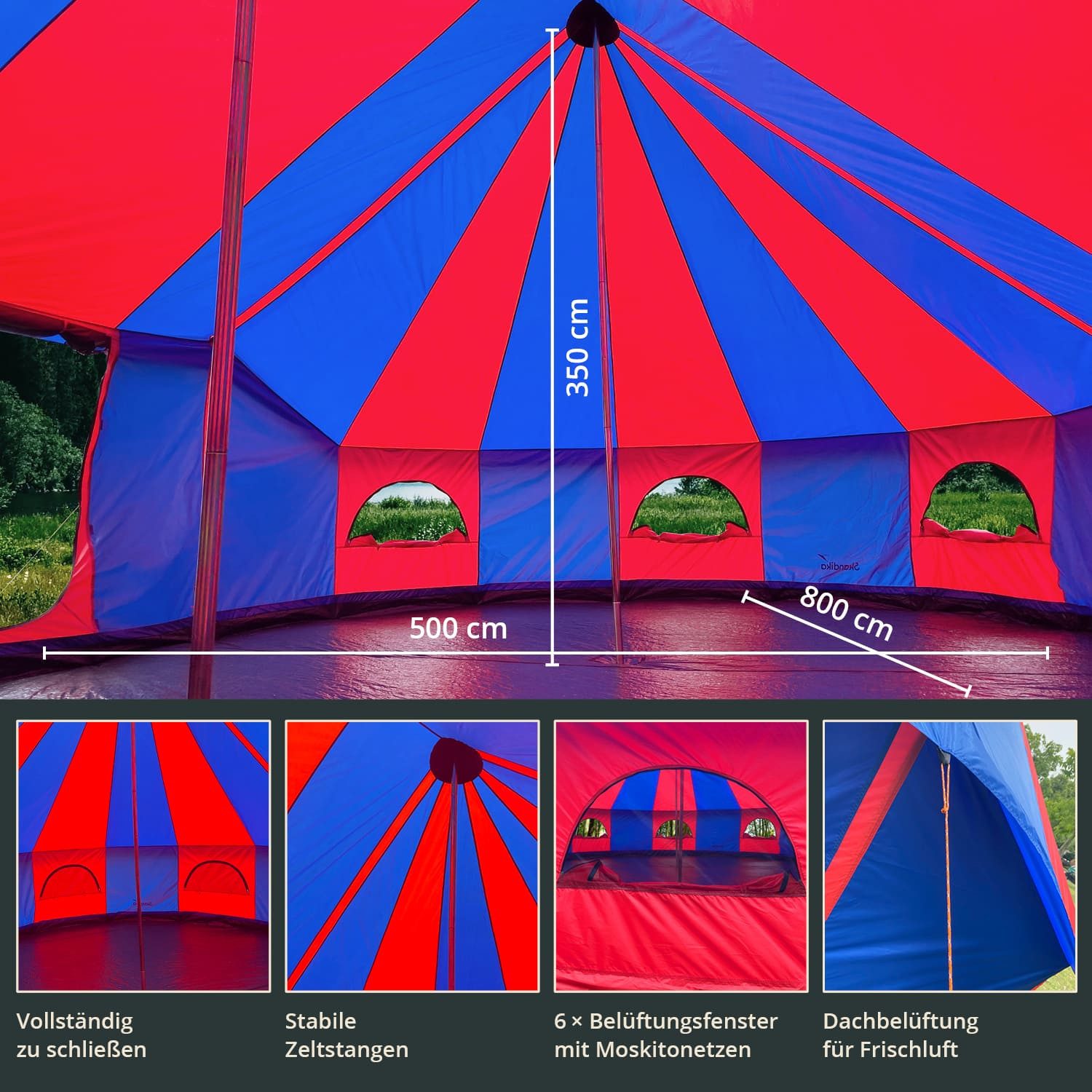 Skandika Kuppelzelt Morsom Eventzelt mit eingenähtem Zeltboden, Personen: 20, Partyzelt XXL, 8 x 5 m, 3,5 m Stehhöhe, wasserdicht, 40 m² Fläche
