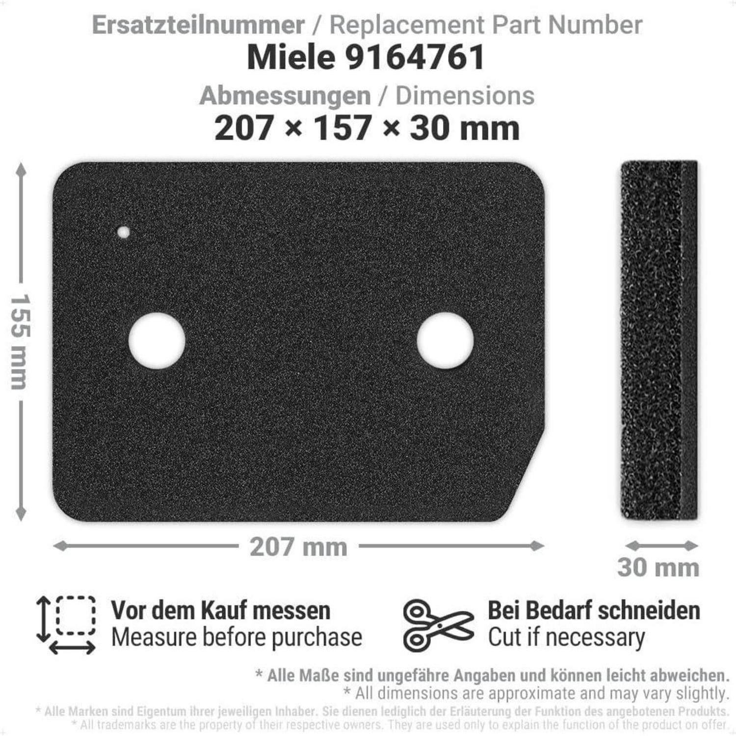 LuxusKollektion Filtermatte 2x Trockner Filter Miele 9164761 Fein-Grob Wärmetauscher Filter Dryer