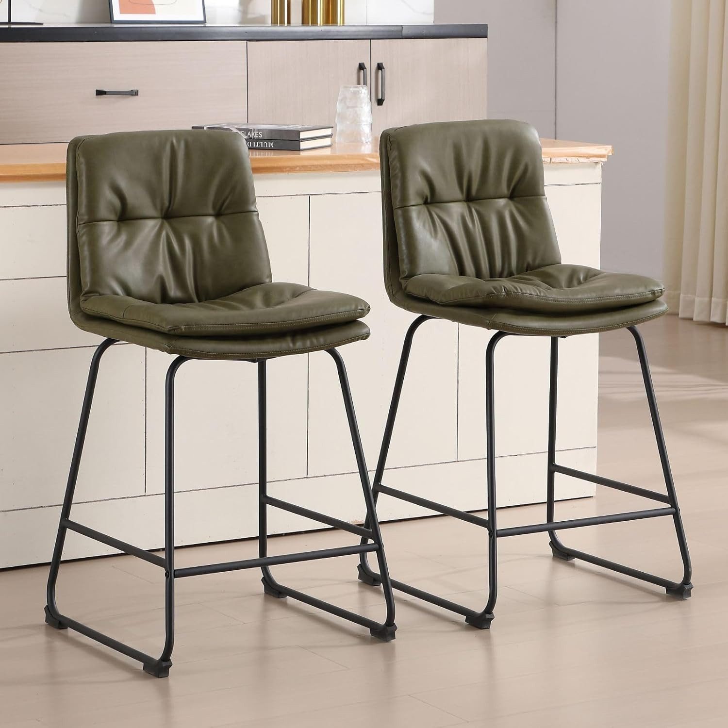 WAHSON OFFICE CHAIRS Barhocker 2er Set,PU-Leder/Kunstfell mit Lehne,doppelt günstig online kaufen