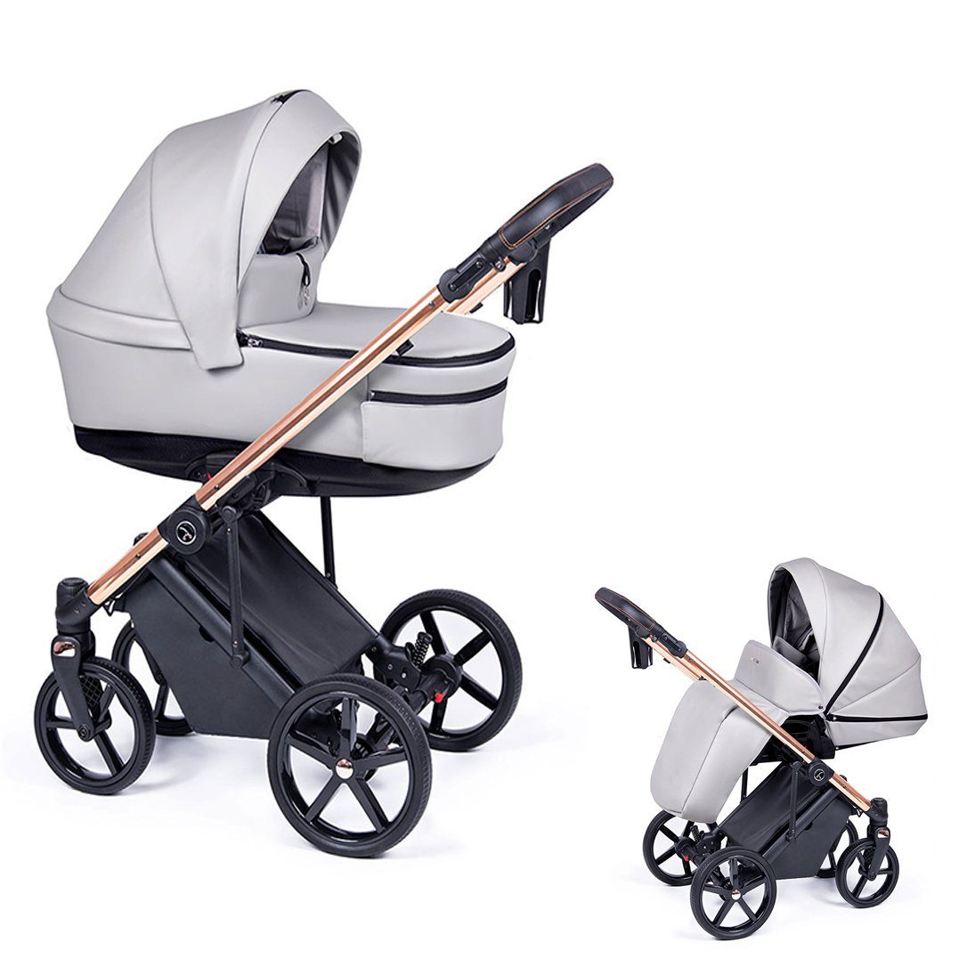 Hellgrau 1 babies-on-wheels - Kombi-Kinderwagen - 14 Kinderwagen-Set = schwarz Gestell Fado Eco 2 in Designs in 21 Teile