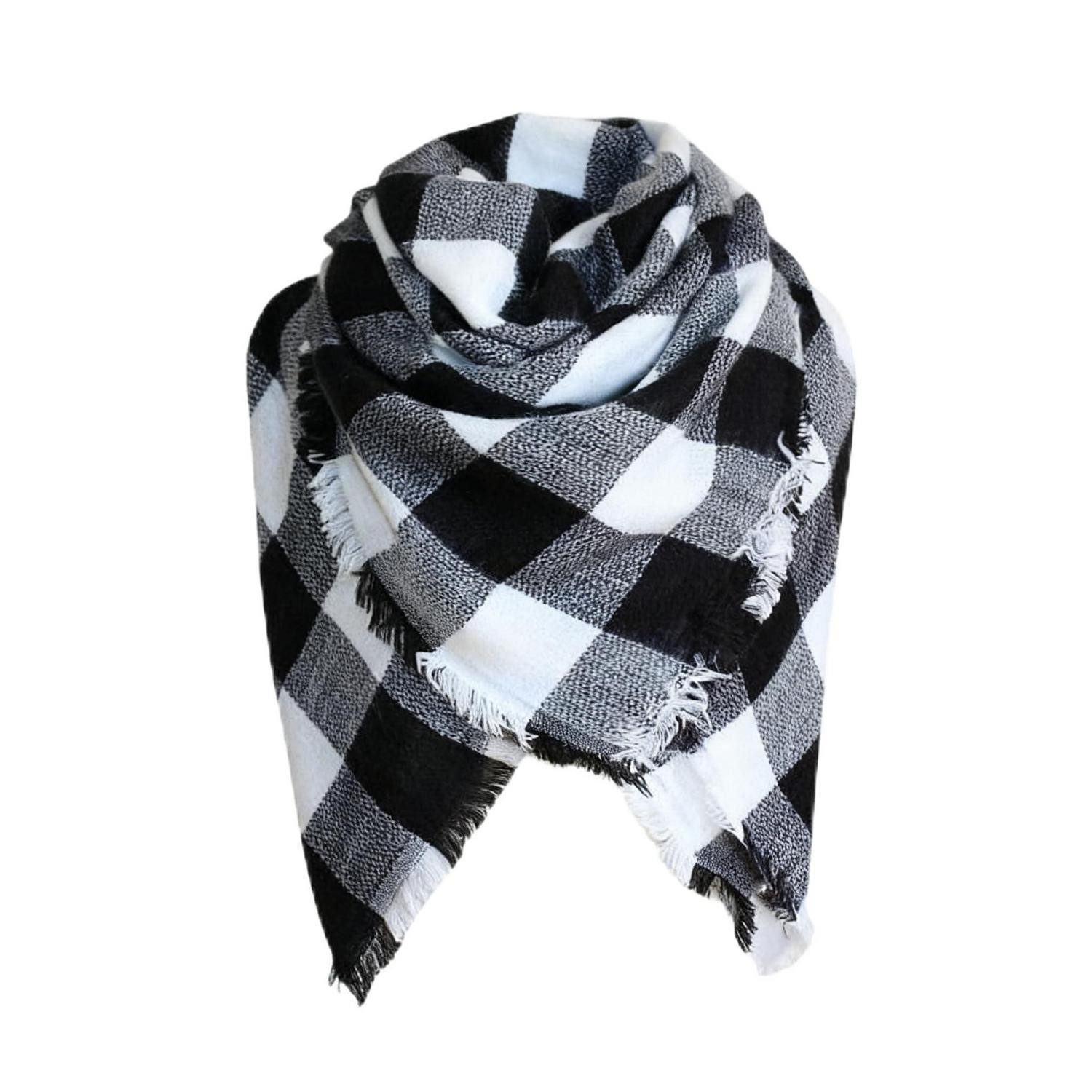 LuxusKollektion Kaschmirschal Schal Damen Kariert 140x140cm Imitation Kaschmir Grau/Schwarz, (1-St)