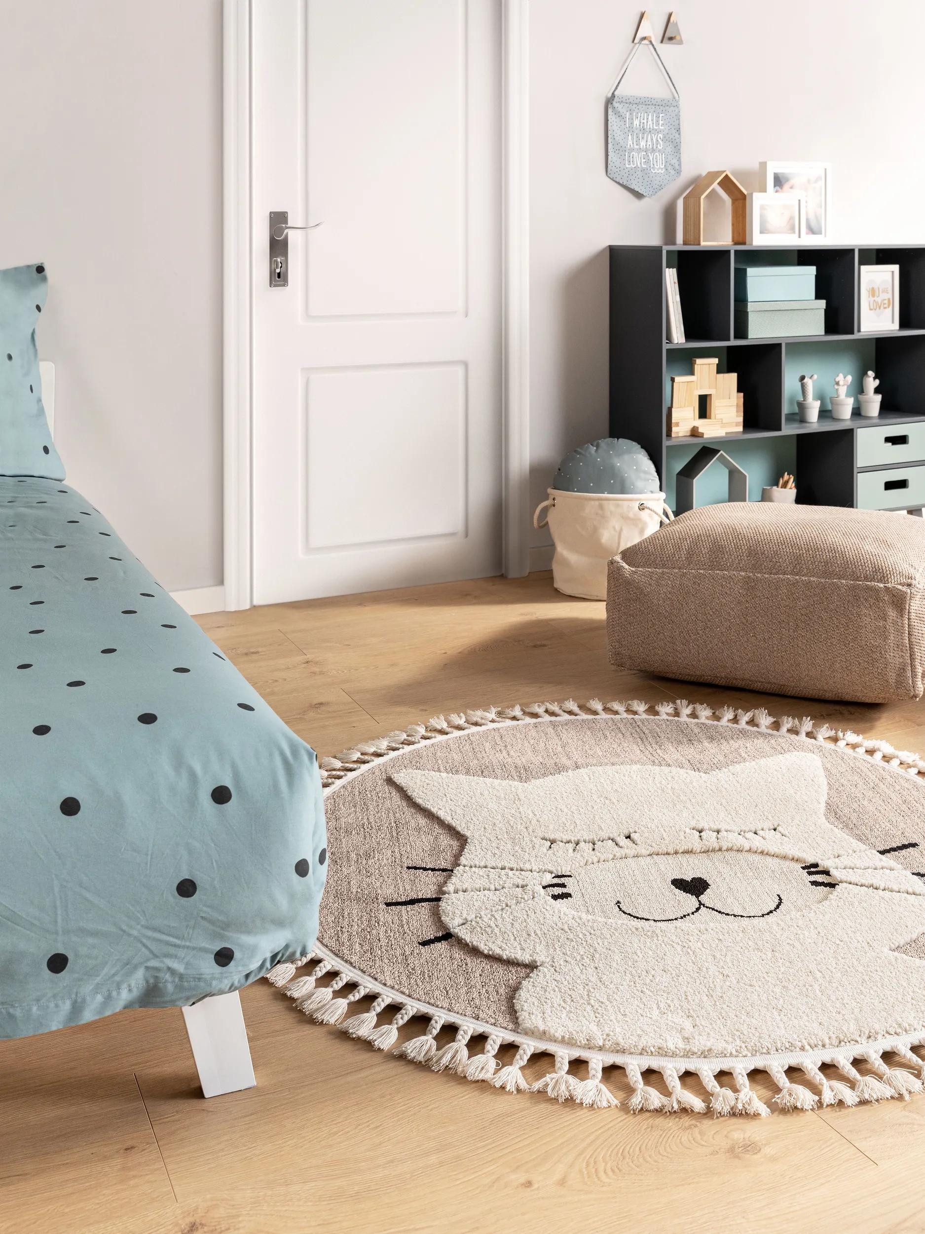 benuta Kinderteppich Momo, rund, Höhe: 11 mm, Kunstfaser, Berber, Ethno-Style, Wohnzimmer