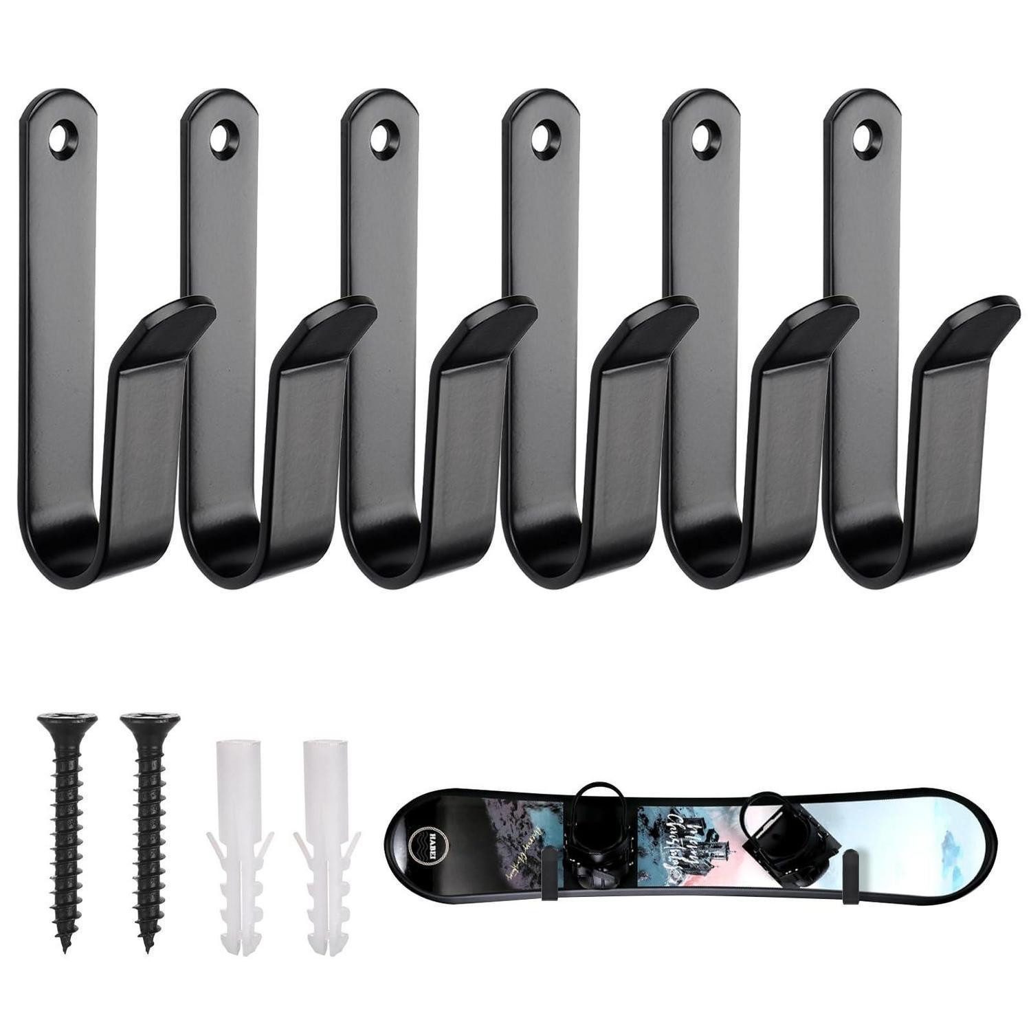 LuxusKollektion Longboard Wandhalterung Board Set Schwarz 6er-Pack