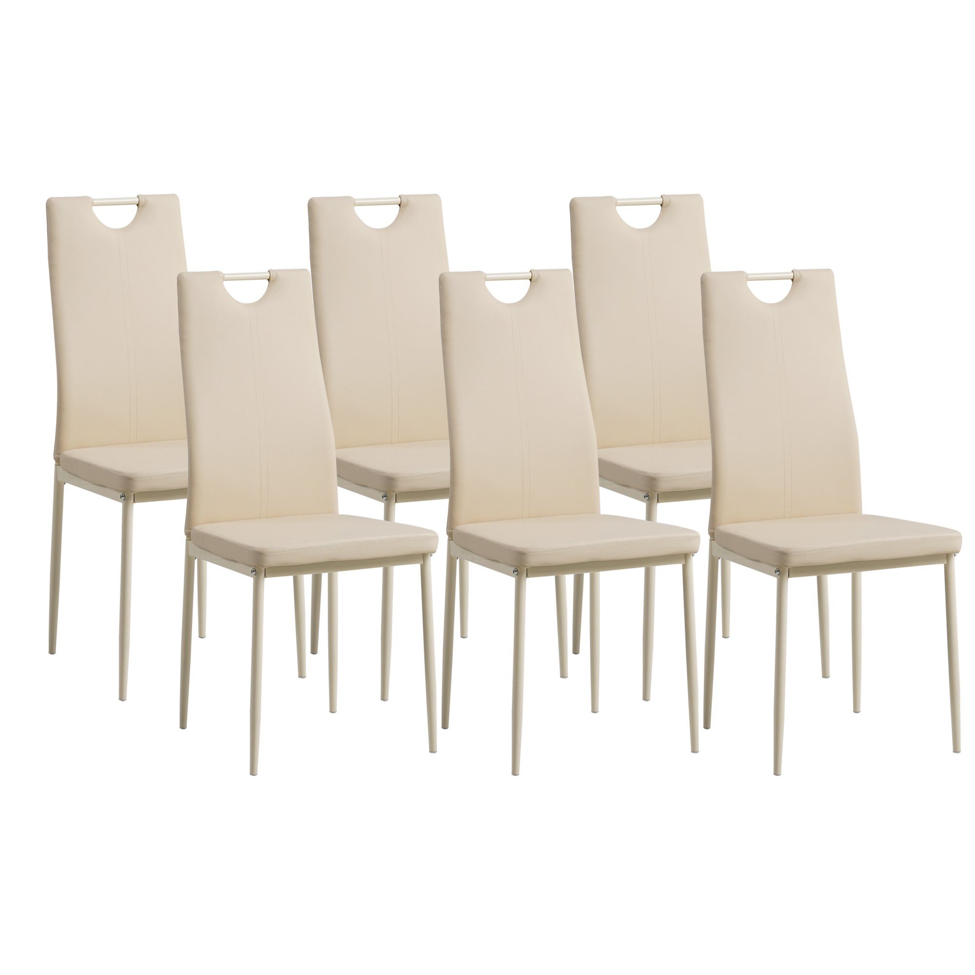 Albatros International Esszimmerstuhl Albatros Esszimmerestuhl Küchenstuhl SALERNO, Kunstleder Bezug (6er Set, Beige), edles Italienisches Design, Polsterstuhl, hohe Belastbarkeit, Modern