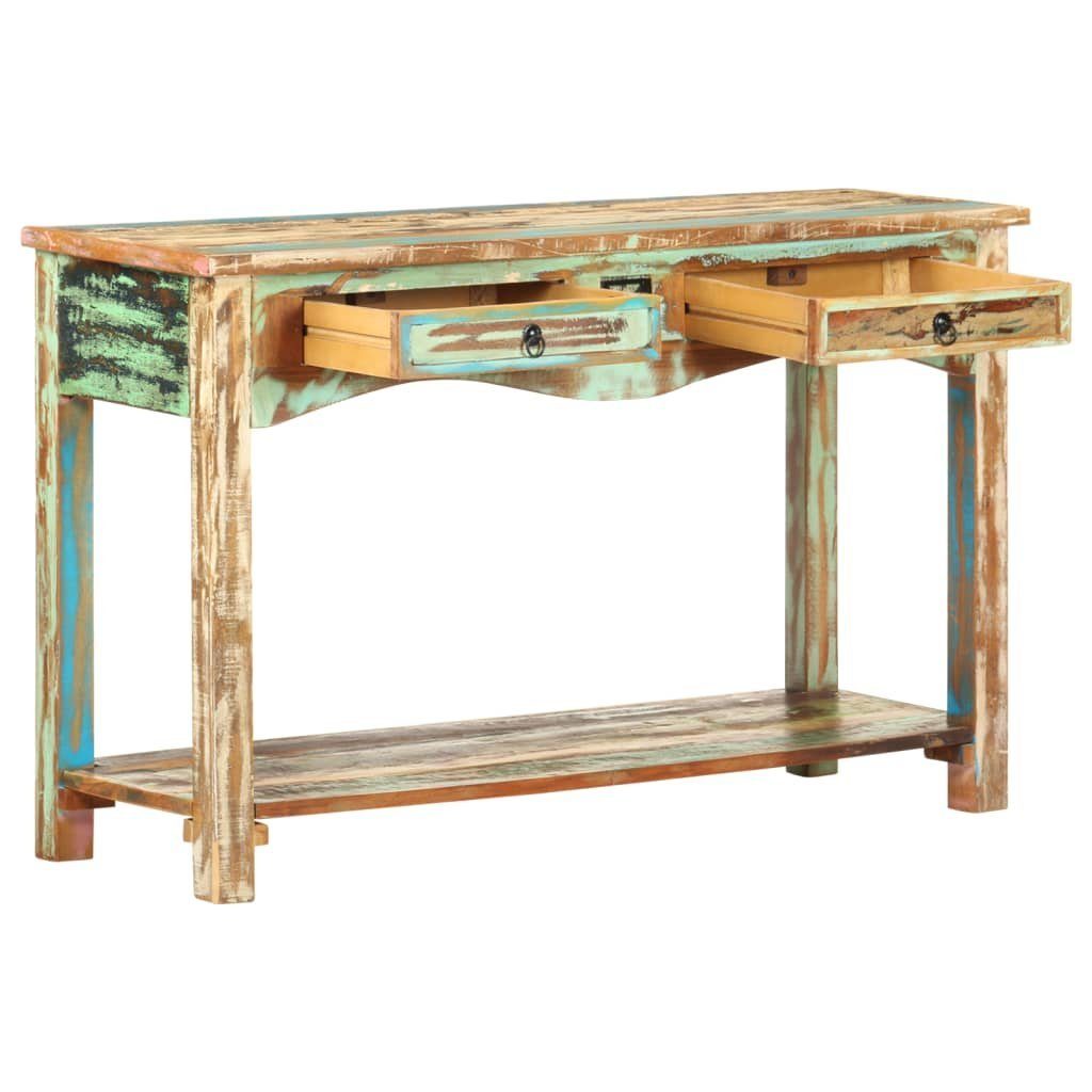 furnicato Konsolentisch Vintage aus Massivholz, 120 x 40 x 75 cm (1-St), Stabiler Flurschrank mit 2 Schubladen, Ablagefläche und Unikat-Look