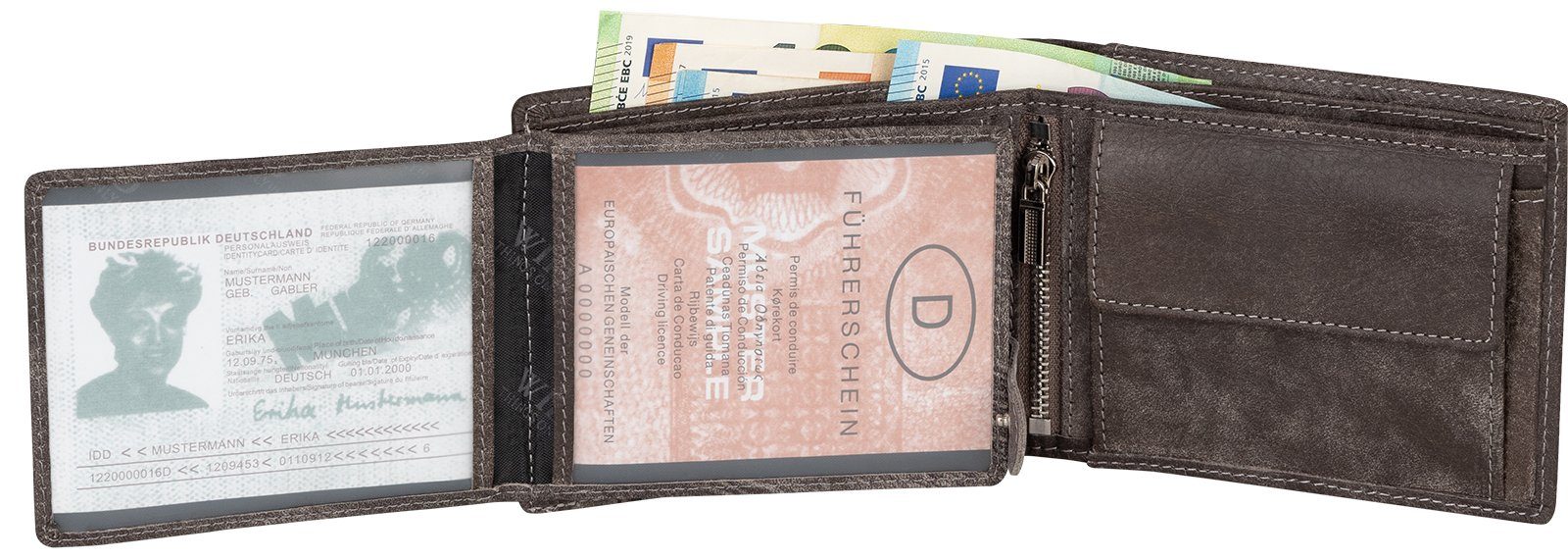 Wild Things Only !!! Geldbörse RFID echt Leder Portemonnaie Geldbörse Geldbeutel Herren Querformat, RFID Schutz – Bild 4 von 5