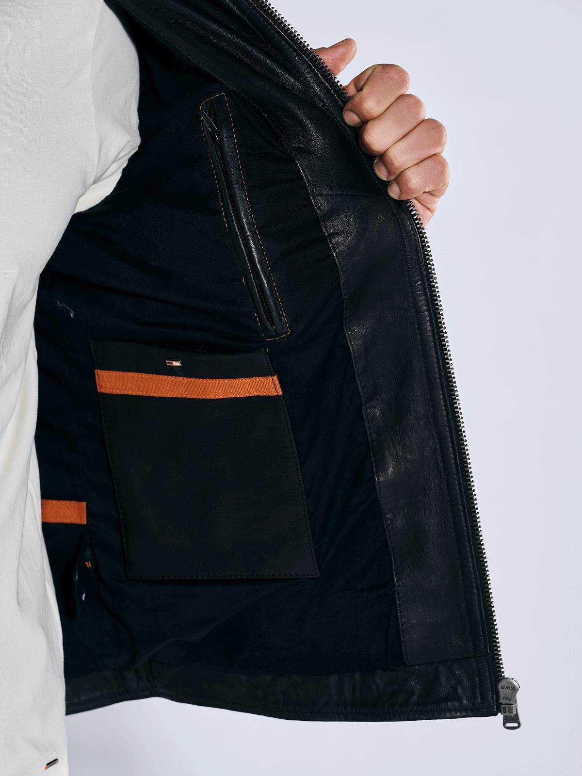 emilio adani Lederjacke Herren Lederjacke, Schwarz