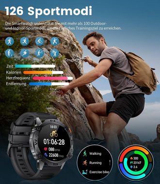 Lige Smartwatch (1,39 Zoll, Android, iOS), mit Telefonfunktion,IP67 Wasserdicht 410mAh 123Sportmodi Schrittzähler