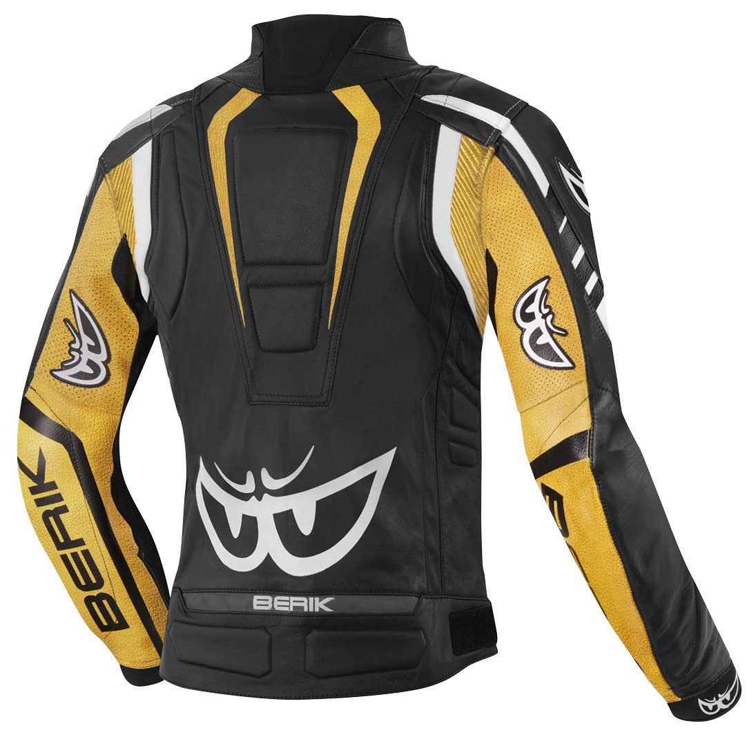 Berik Motorradjacke Striper Damen Motorrad Lederjacke Ellenbogenprotektoren enthalten,herausnehmbares Innenfutter,Schul