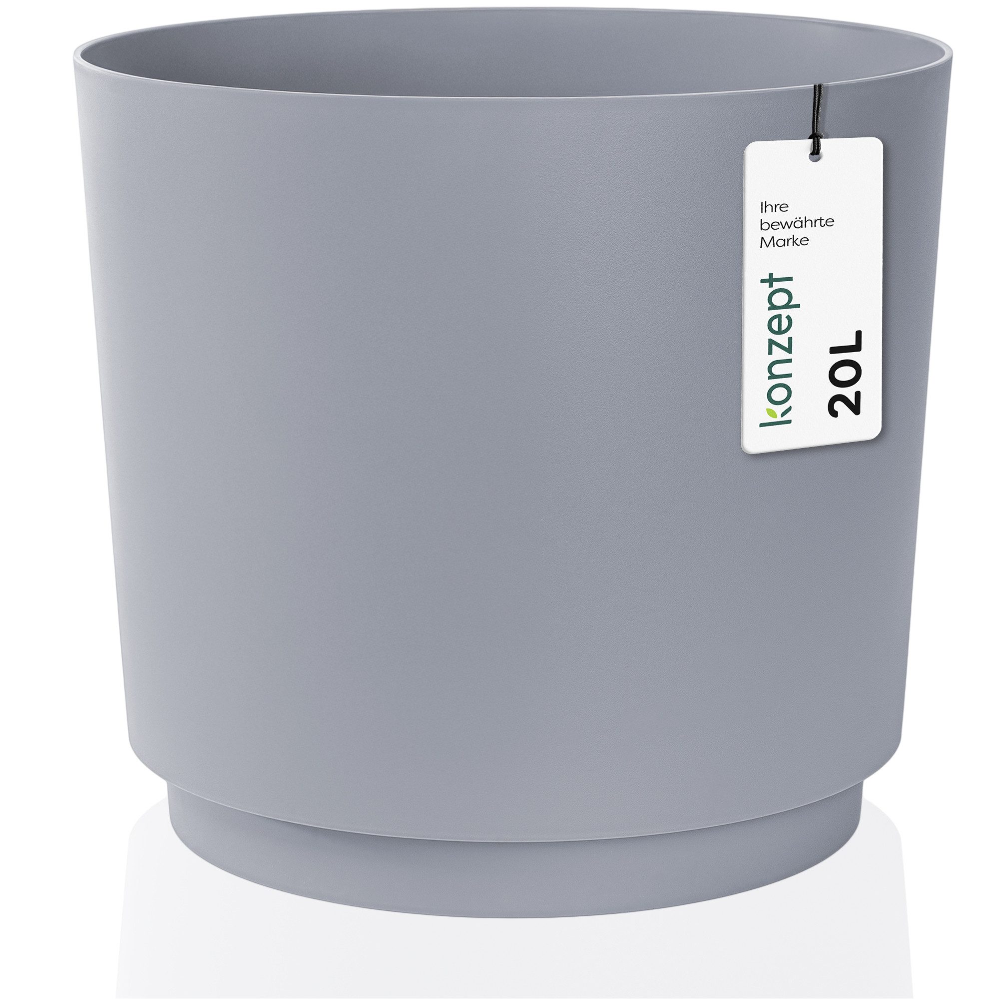 KONZEPT Übertopf Blumentopf 32,5 cm Übertopf aus Kunststoff wetterfest für Innen Außen, Integrierter funktionaler Untersetzer