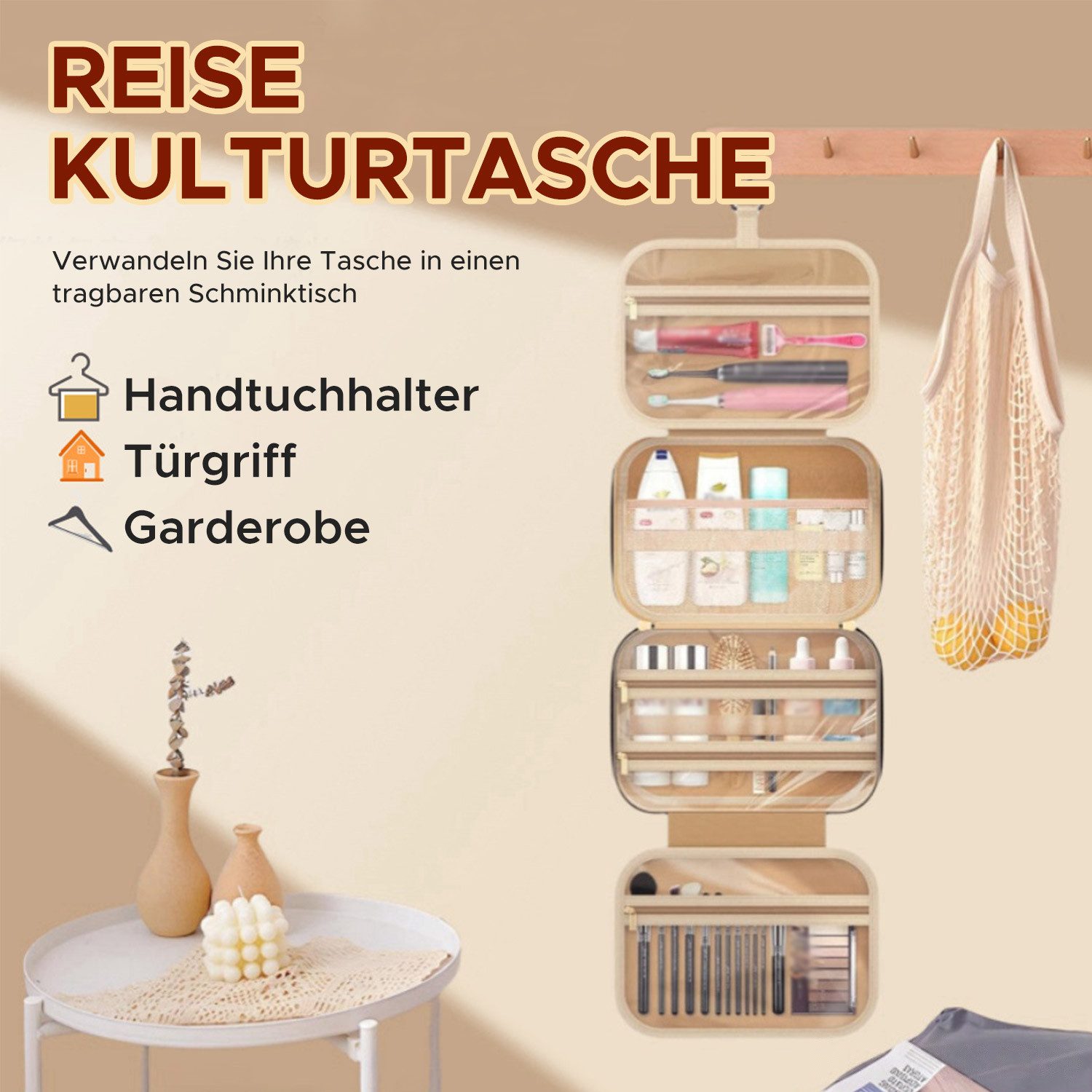 Refttenw Kosmetiktasche Kulturtasche zum Aufhängen,Reise Kulturbeutel Damen günstig online kaufen