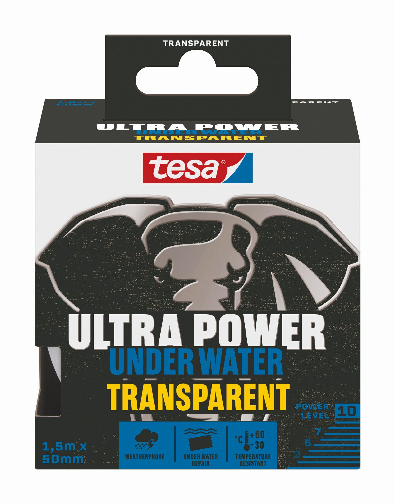 tesa Klebeband (Packung, 1-St., Ultra Power Under Water Tape Transparent) für draussen - 1,5 m : 50 mm