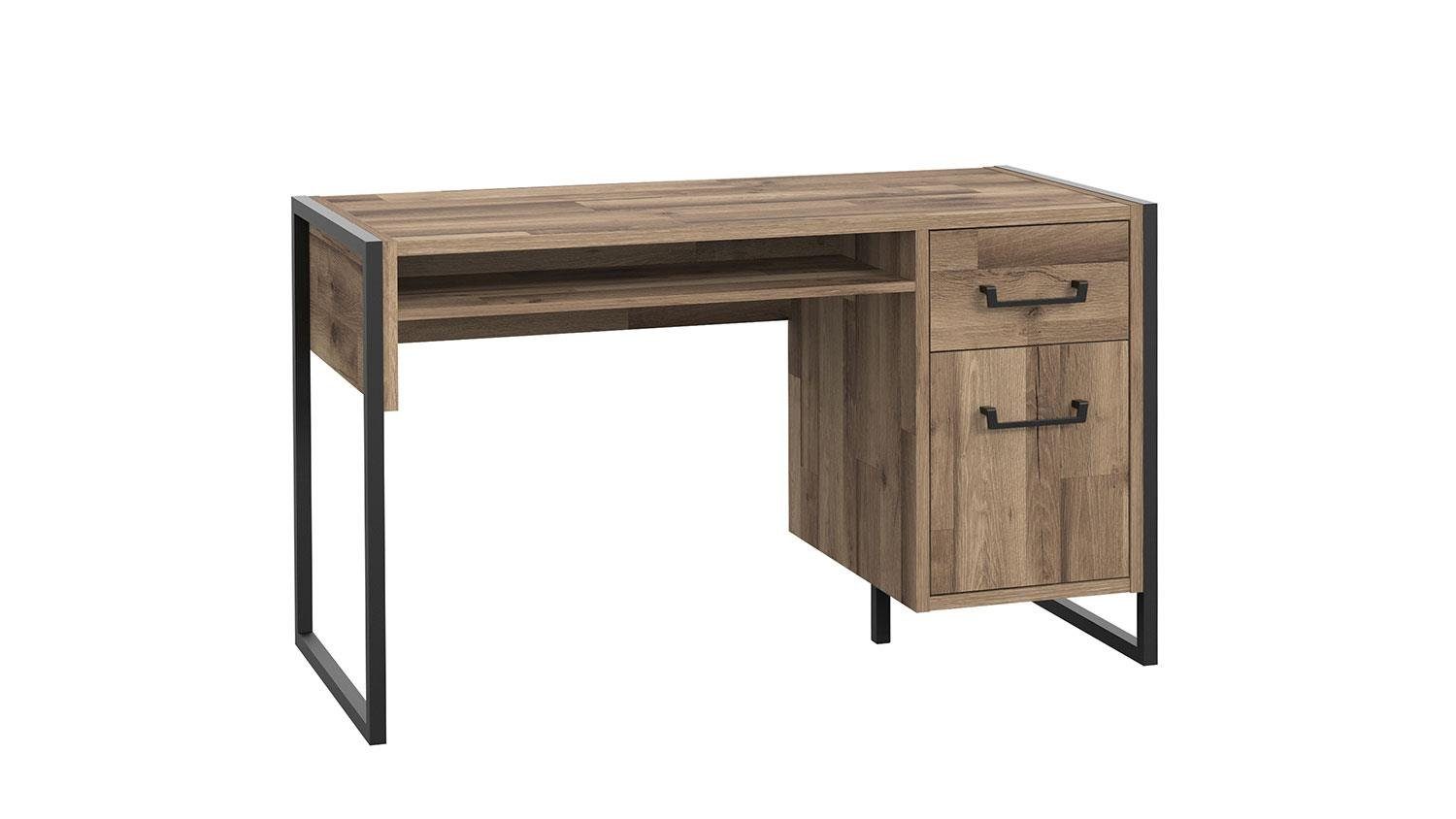 FORTE Schreibtisch Schreibtisch HUD 1-trg. Holzoptik stabverleimte Wildeiche