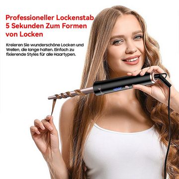 Welikera Lockenstab 5 in 1 Haarbürste mit 4 Temperaturstufen,LCD-Display,360° Drehung