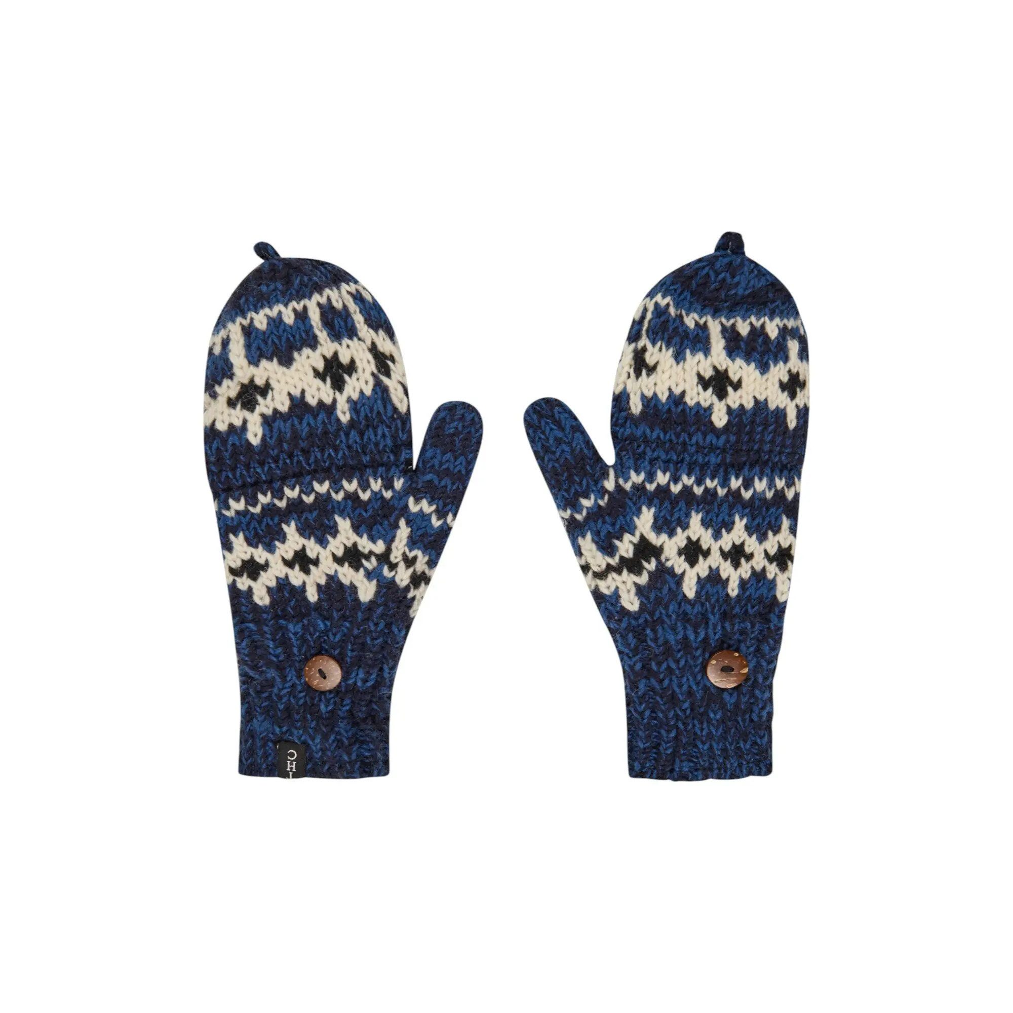 THC Natural Line Strickhandschuhe THC Klapphandschuhe 605 Norweger blau (1-St., 1 Paar) abklappbare Fingerspitzen