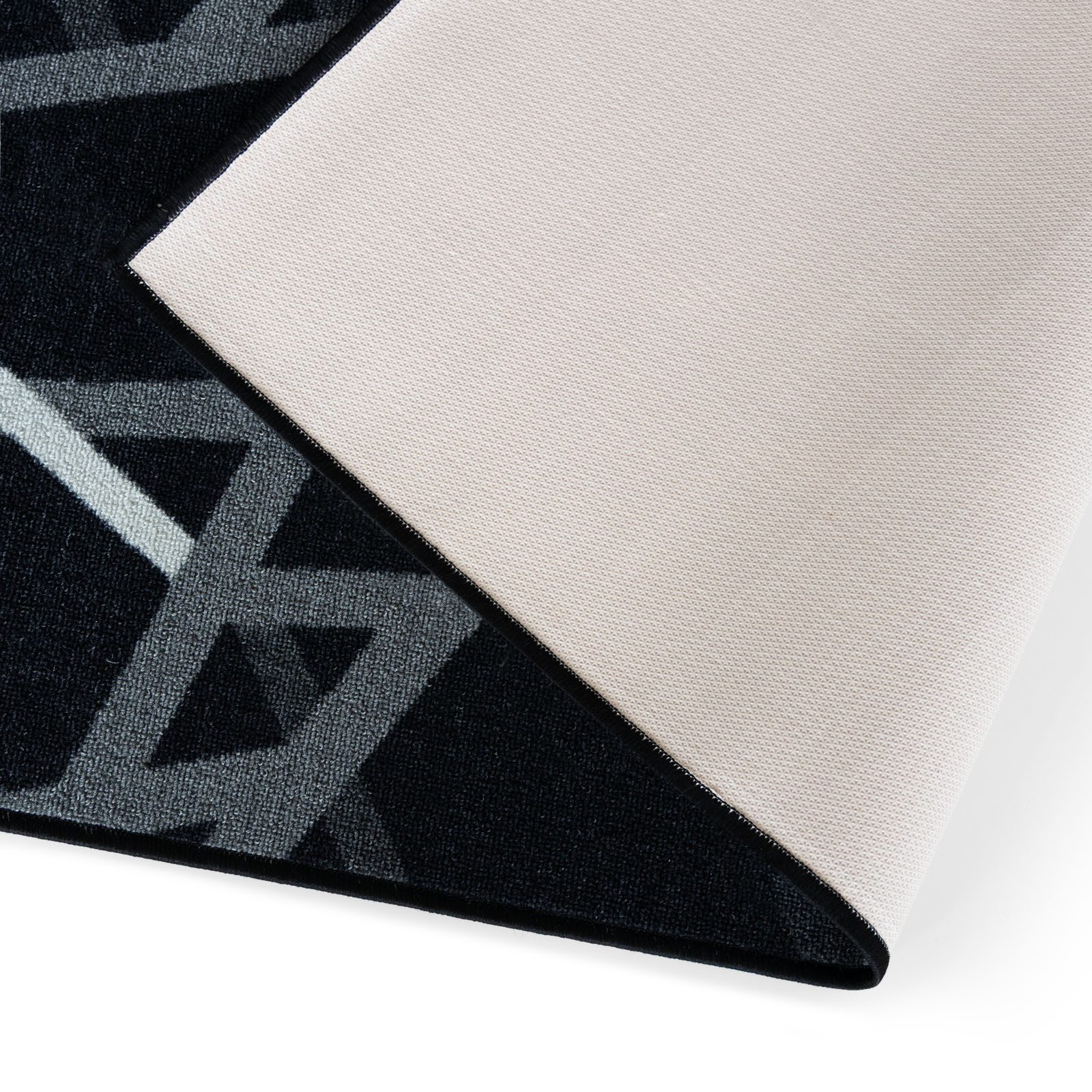 Floordirekt Läufer Printed, modernes Streifen Design, strapazierfähiger Flur Läufer, Rechteckig, rutschfeste Rückseite, für Flur, Küche & Eingang, Schwarz - 67x100 cm