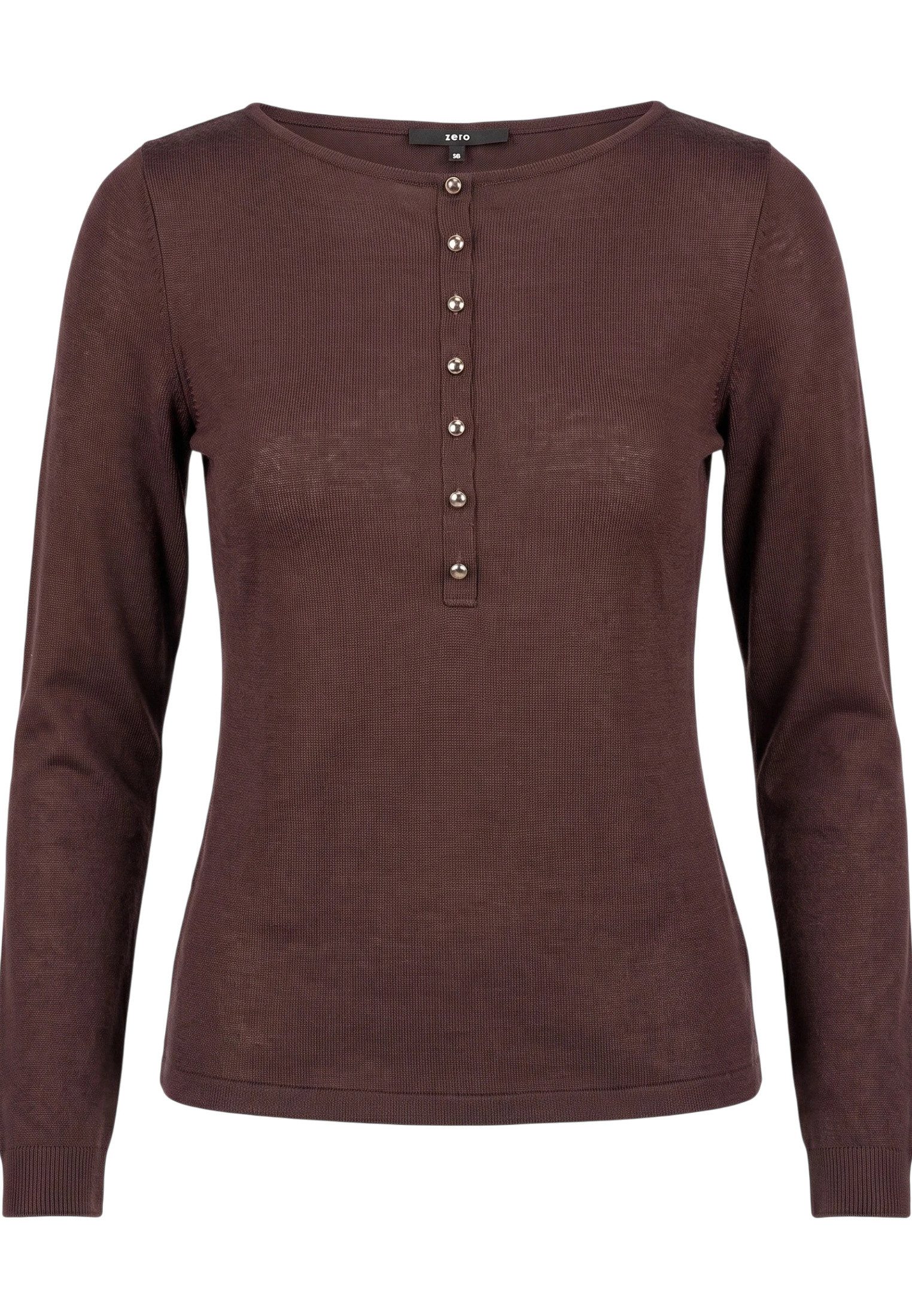 Zero Kurzarmshirt Damen mit Knopfleiste (1-tlg) Material – Bild 5 von 5