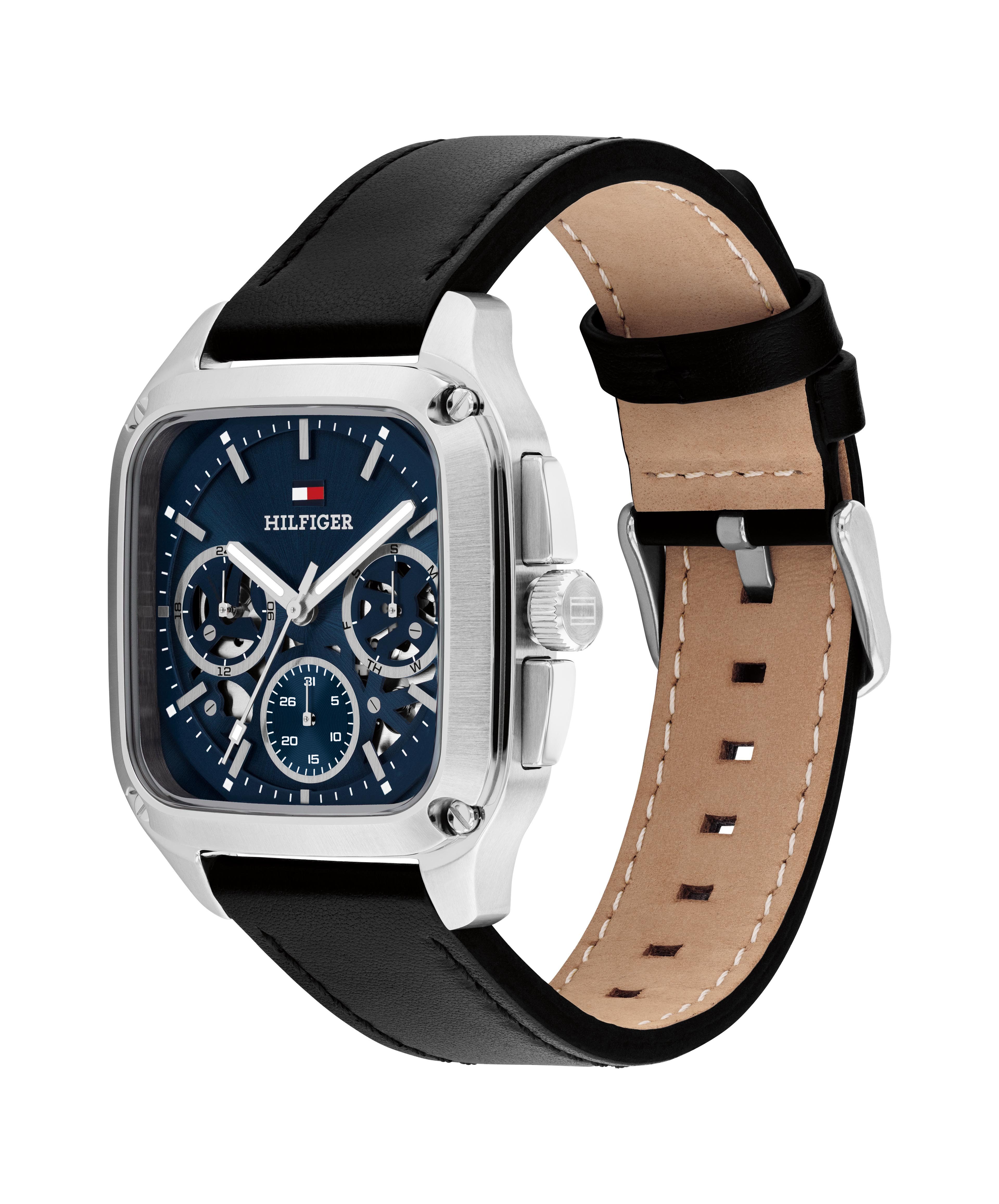 Tommy Hilfiger Multifunktionsuhr Herald Skeleton 1710756, Quarzuhr, Armbanduhr, Herrenuhr, Lederarmband, analog