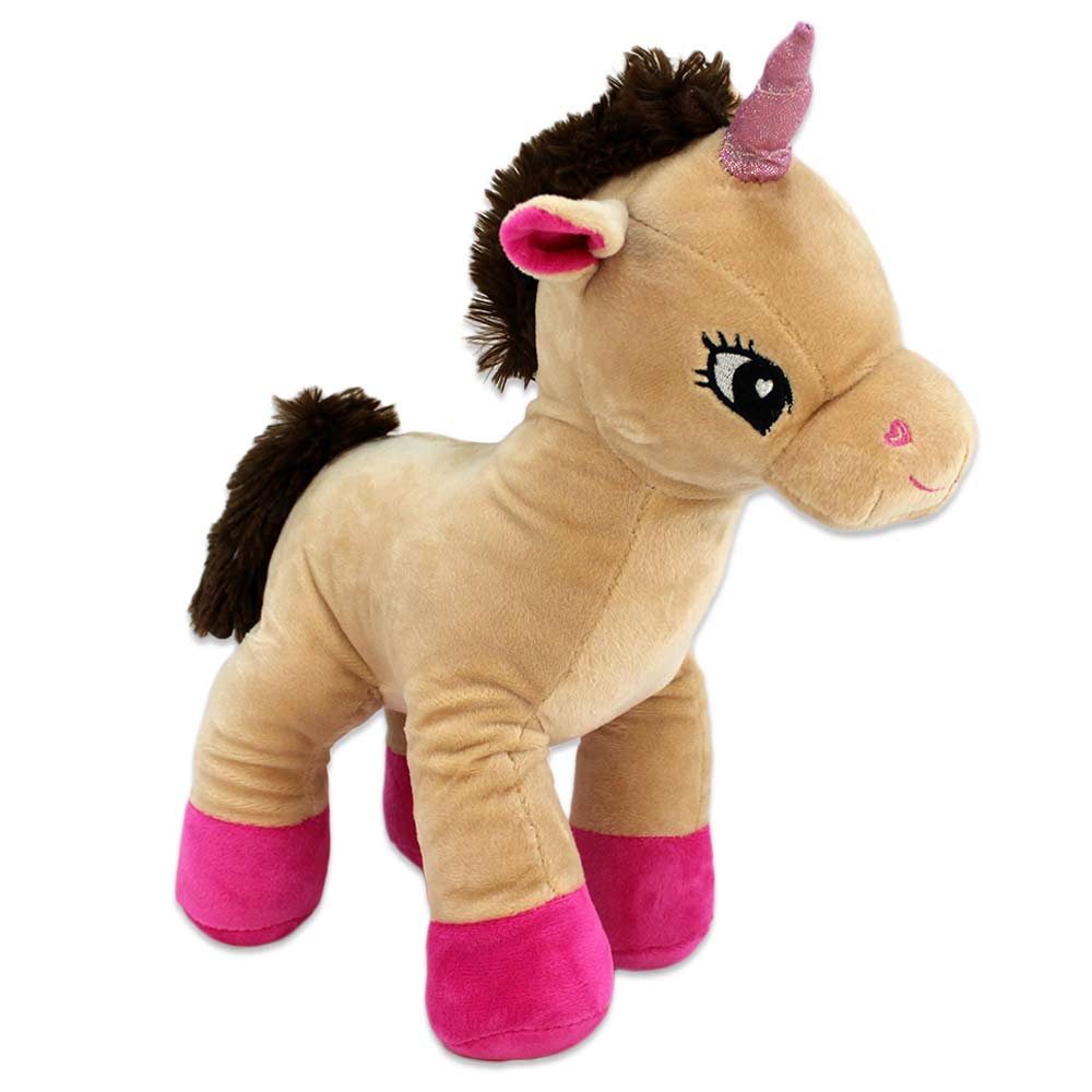Joy Toy Kuscheltier Einhorn Plüschtier stehend beige - ca. 32 cm (1-St)