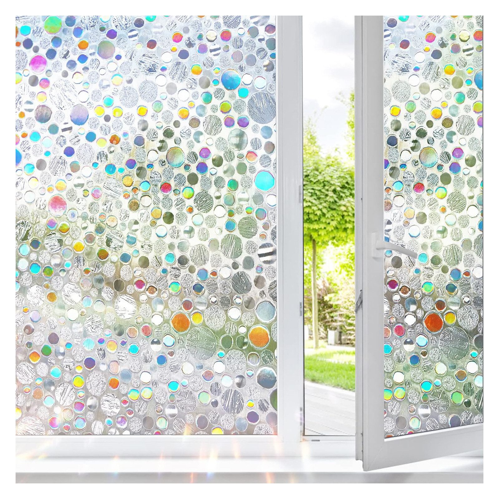 Zyronn Fensterfolie Buntes Glasfensterfolie, Kieselstein Fensterfolie für Privatsphäre, selbstklebende statische Fensterfolie, dekorative …