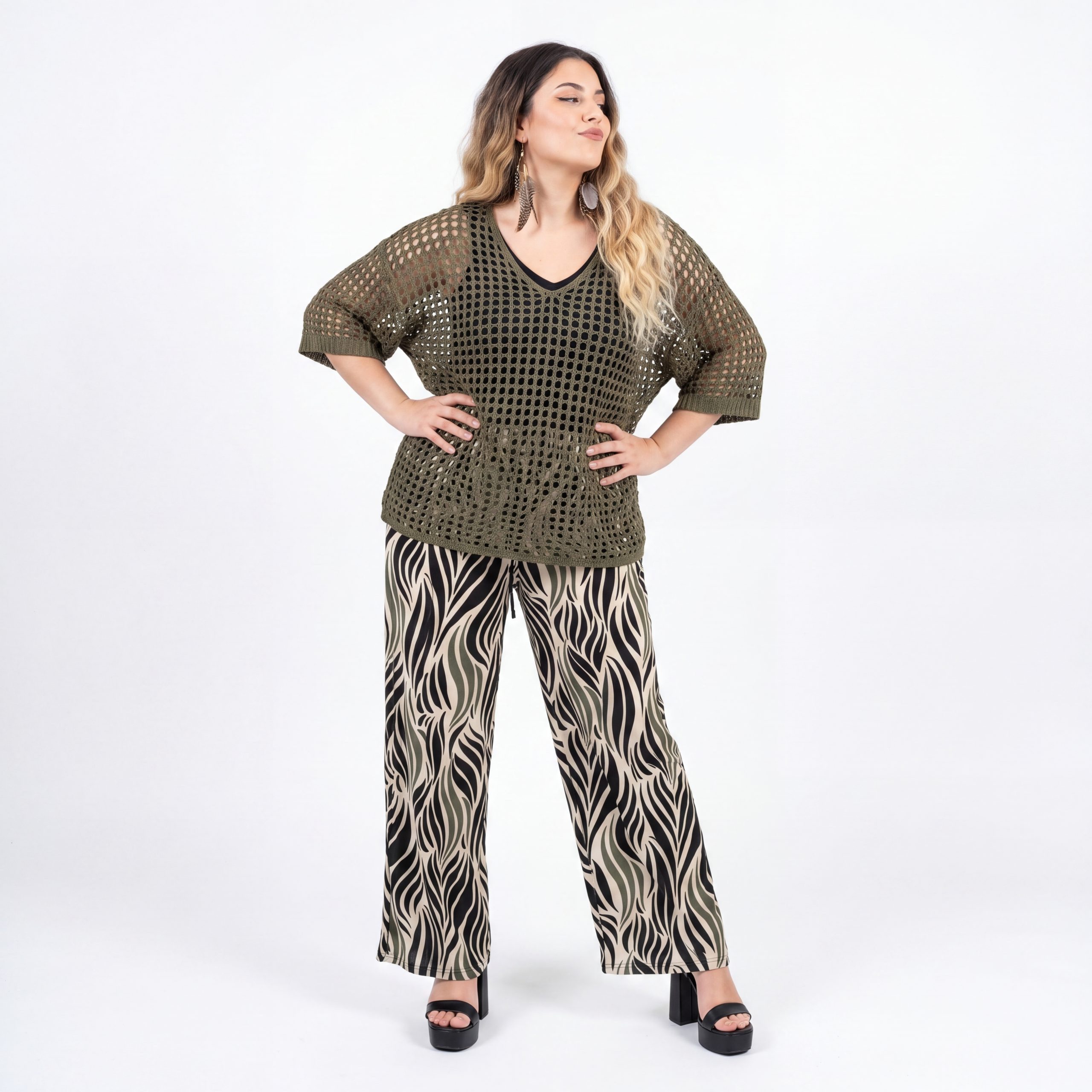 OriginalYou Strickpullover Häkeloberteil Damen Sommer Shirt Lochstrick Oversize Pullover One Size 40-46 (40-42 oversize / 44-46 regular)