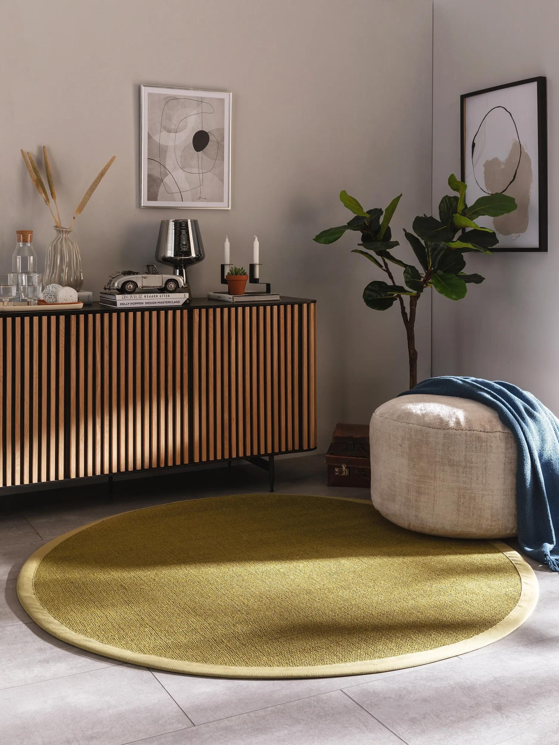 benuta Sisalteppich Sana, rund, Höhe: 5 mm, 100% Sisal Naturfaser, Teppich Wohnzimmer, Esszimmer, Schlafzimmer