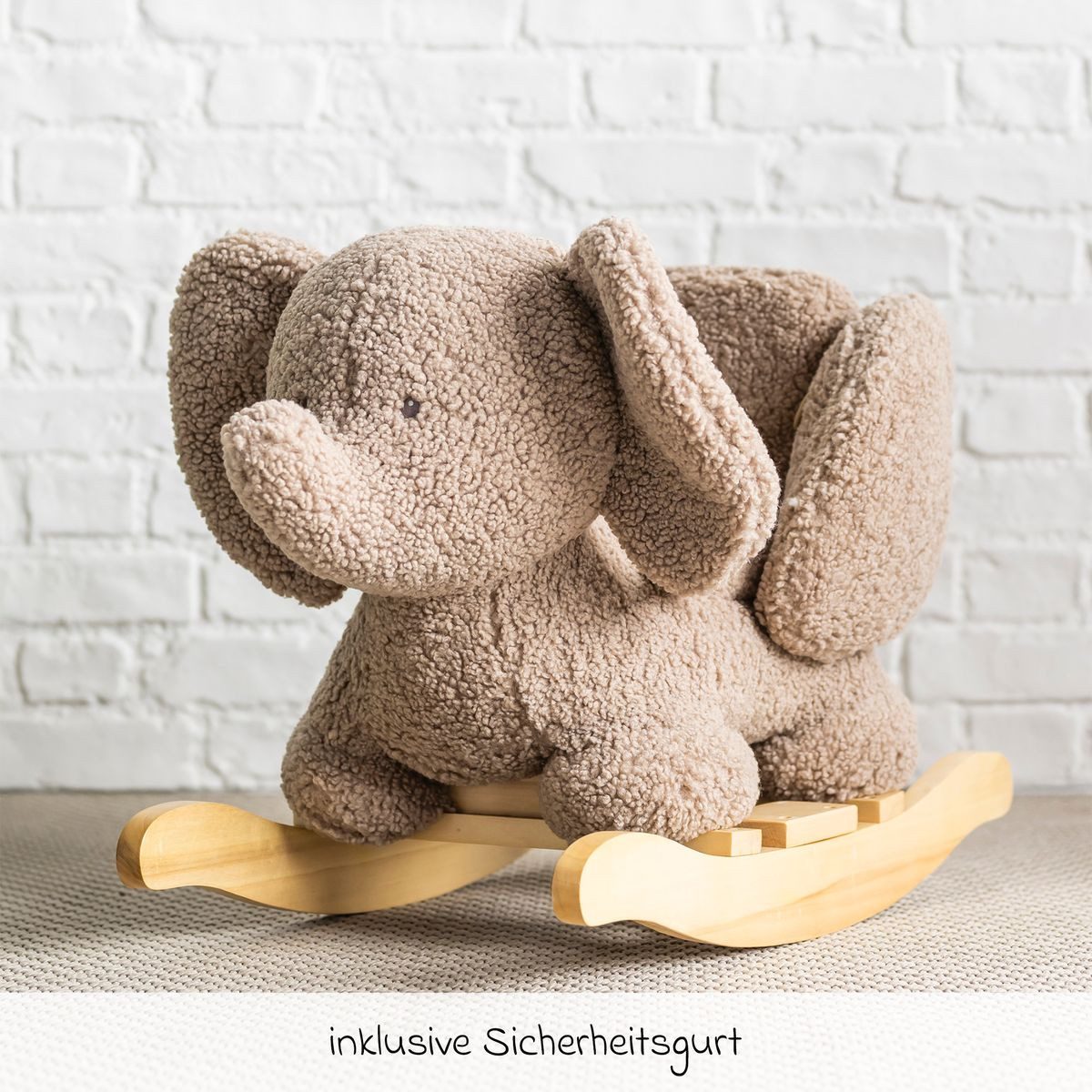 Nattou Steckenpferd Elefant - Taupe, ab 10 Monaten inkl. Sicherheitsgurt