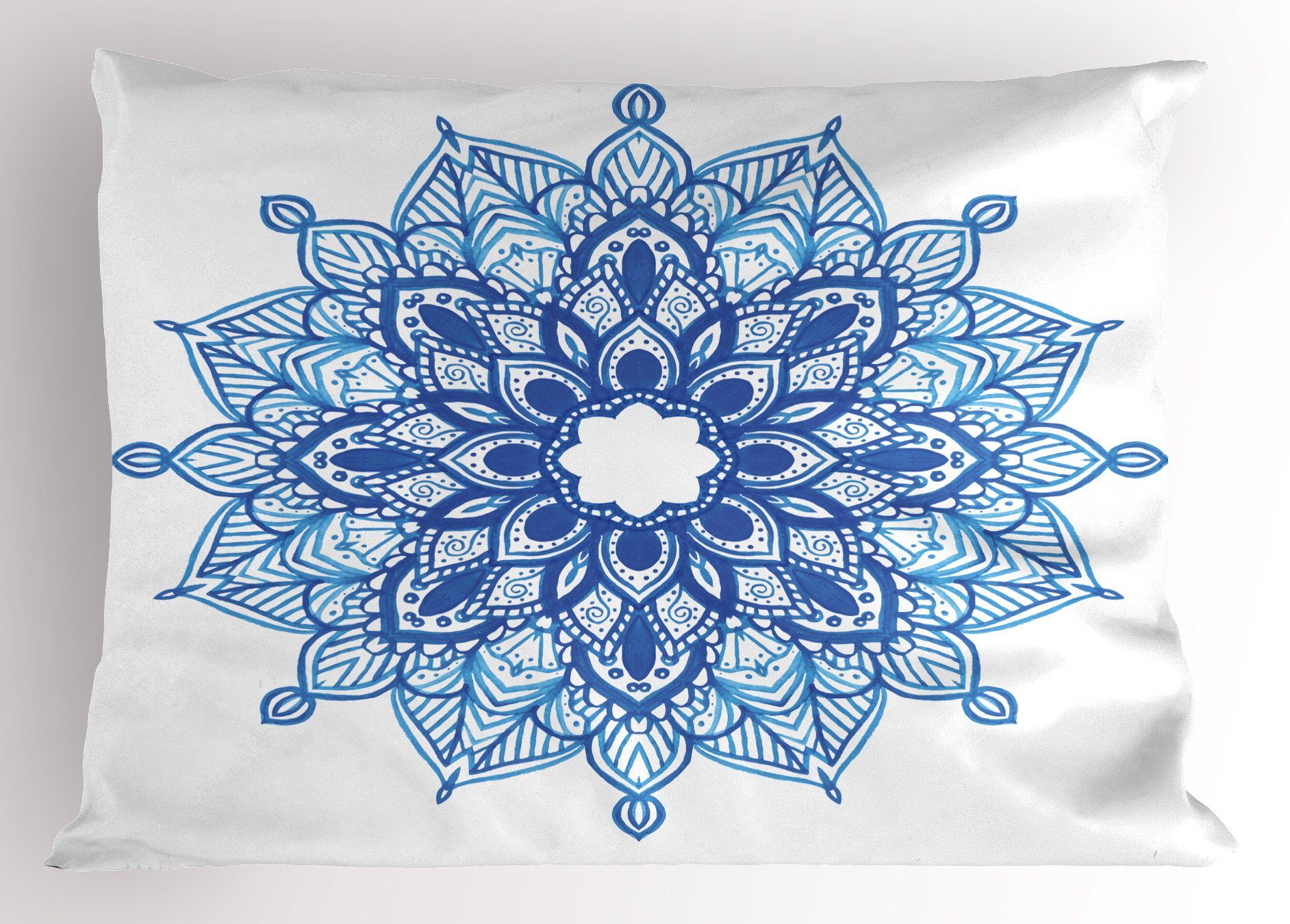 Kissenbezüge Dekorativer Standard King Size Gedruckter Kissenbezug, Abakuhaus (1 Stück), Blauer Mandala Ethnische Ornament Blume