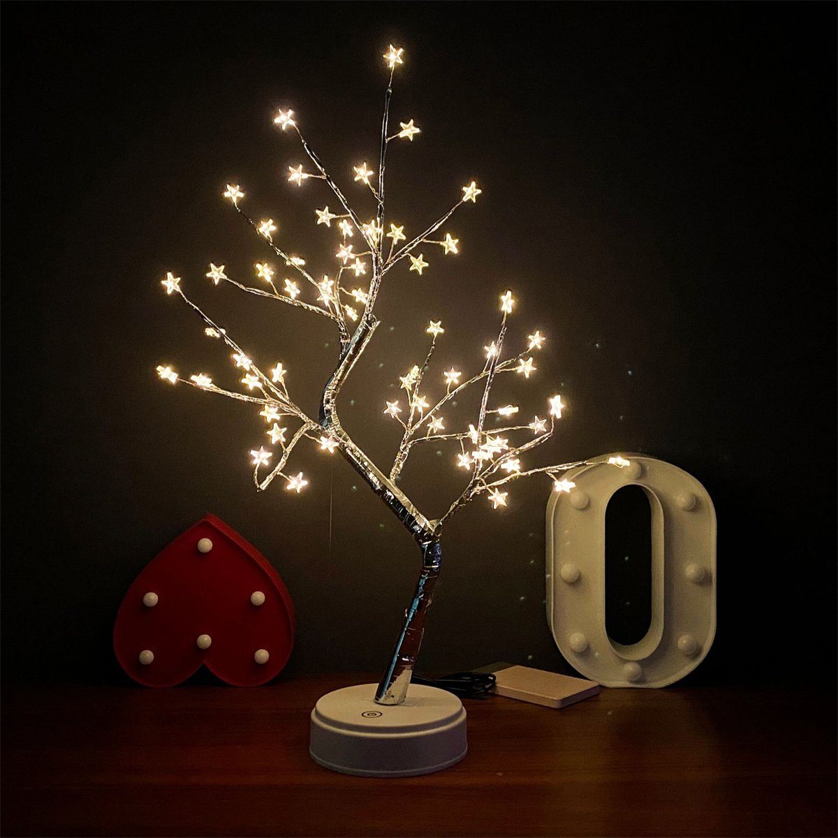Dekofigur Party-Dekoration, carefully Stern-Baum-Beleuchtung, FünfzackigerSternenbaumlichter LED-Tischlampe, selected LED