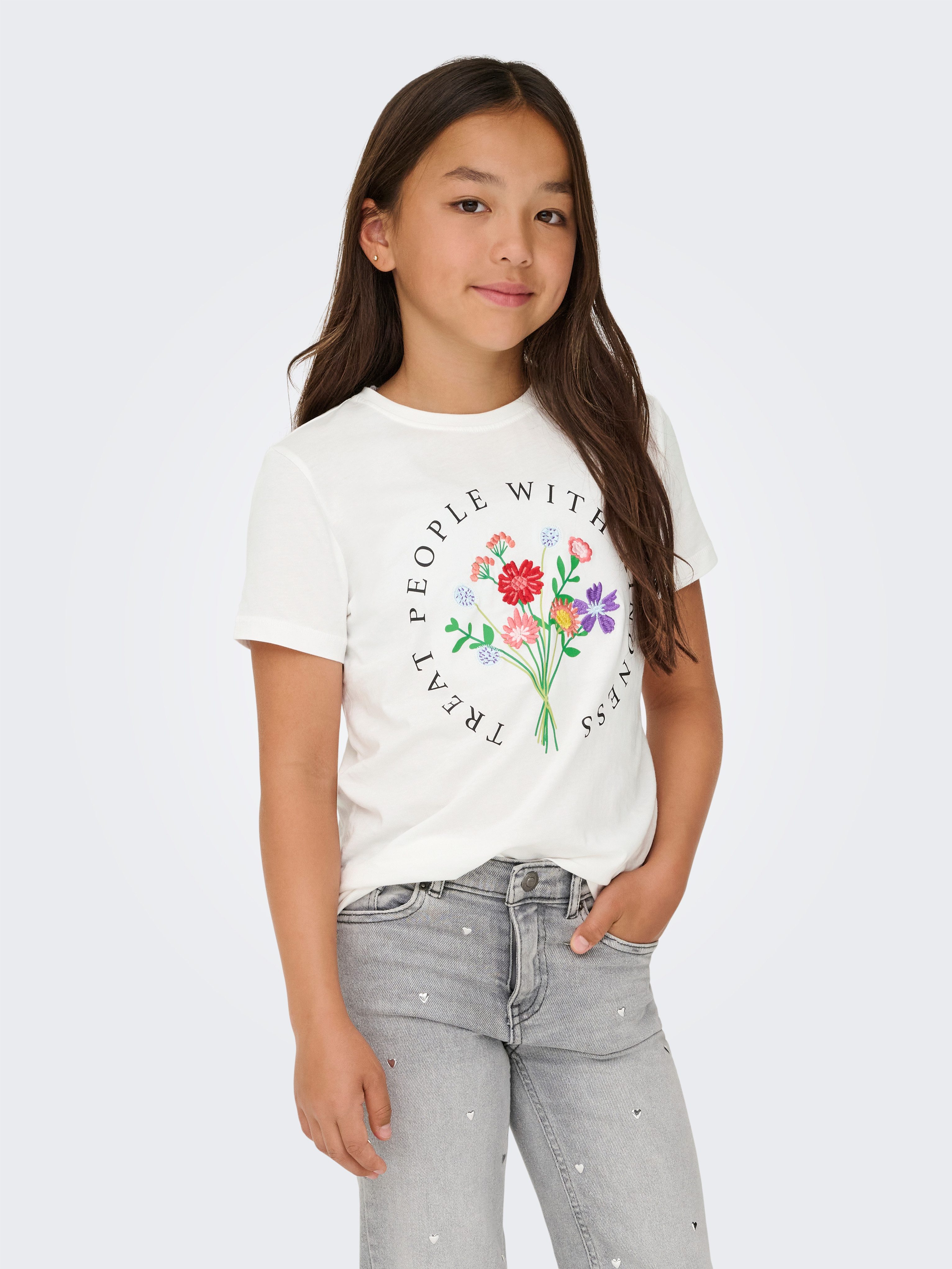 T-Shirt KOGEMMA REG S/S FLOWER TOP BOX JRS
