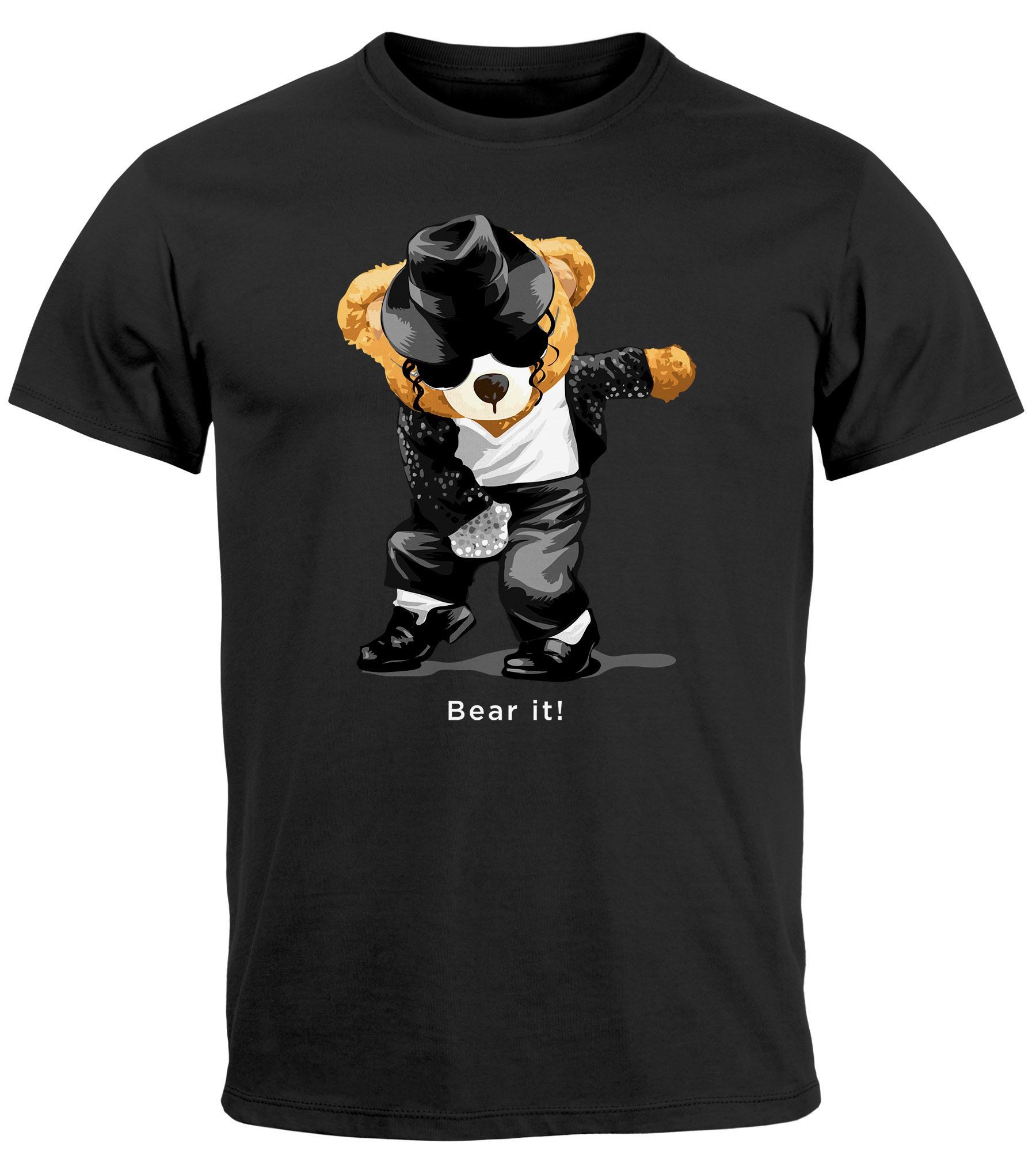 Print-Shirt Herren T-Shirt Jackson Bear Parodie Bear it! Teddy Bär Musik Print