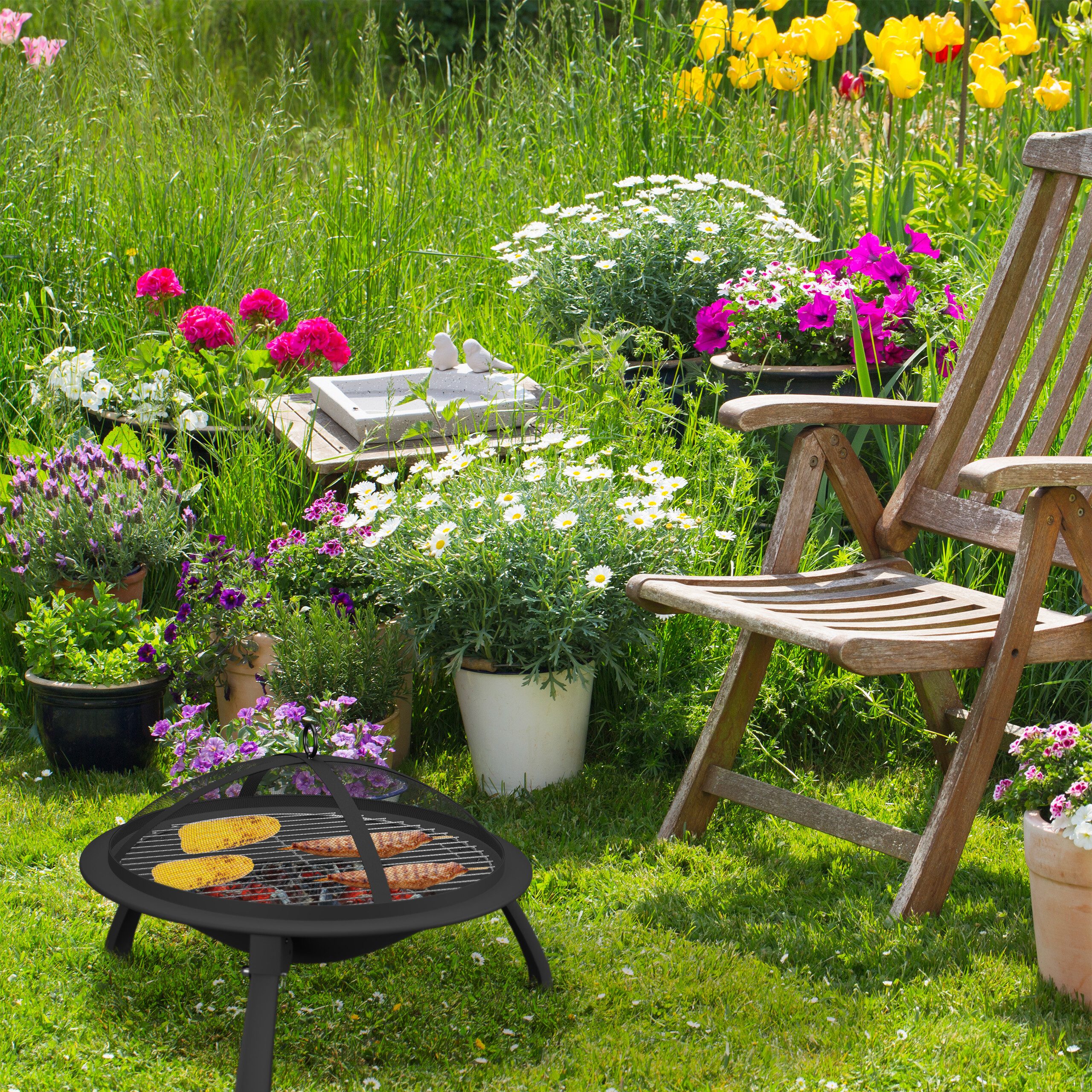 relaxdays Feuerschale mit Grillrost günstig online kaufen