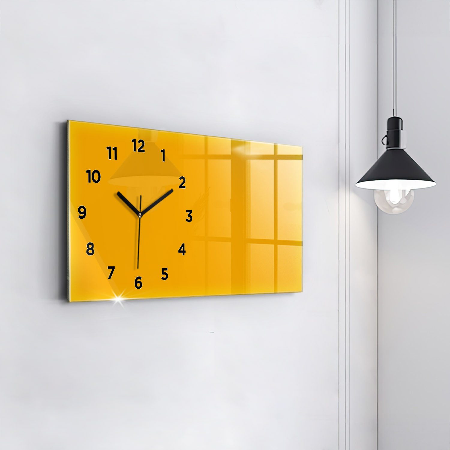 Tulup Wanduhr Wanduhr Glasuhr Rechteckige Wanduhr 60x30 cm Uhr aus Gehärtetem Glas